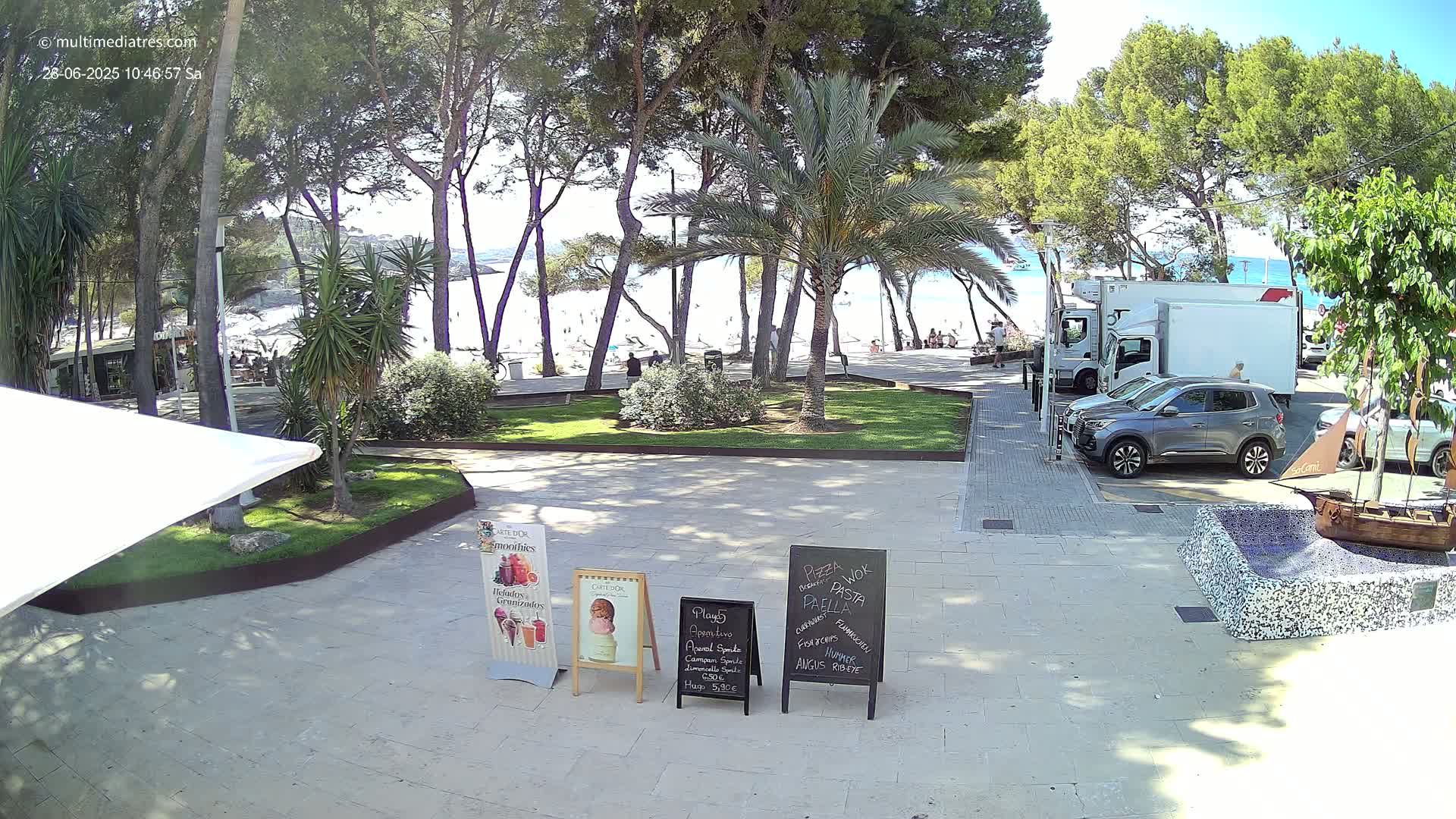 Peguera, Platja Gran de Tora Beach  Playa 5 Live Cam - Sierra de Tramontana, Mallorca, Islas Baleares (Balearic Islands), Spain