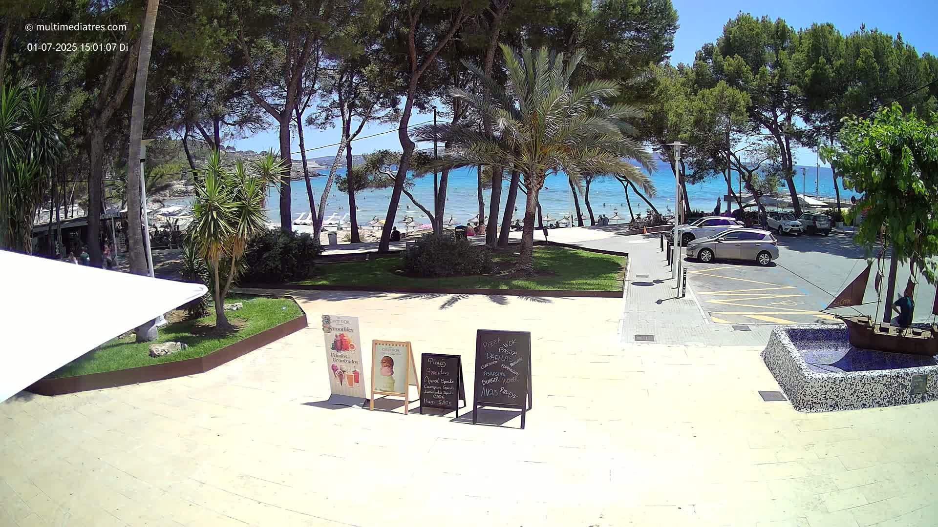 Peguera, Platja Gran de Tora Beach  Playa 5 Live Cam - Sierra de Tramontana, Mallorca, Islas Baleares (Balearic Islands), Spain