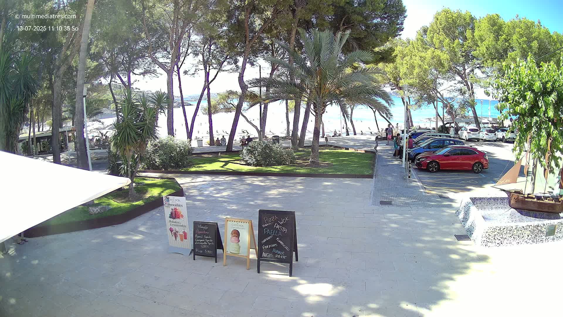 Peguera, Platja Gran de Tora Beach  Playa 5 Live Cam - Sierra de Tramontana, Mallorca, Islas Baleares (Balearic Islands), Spain
