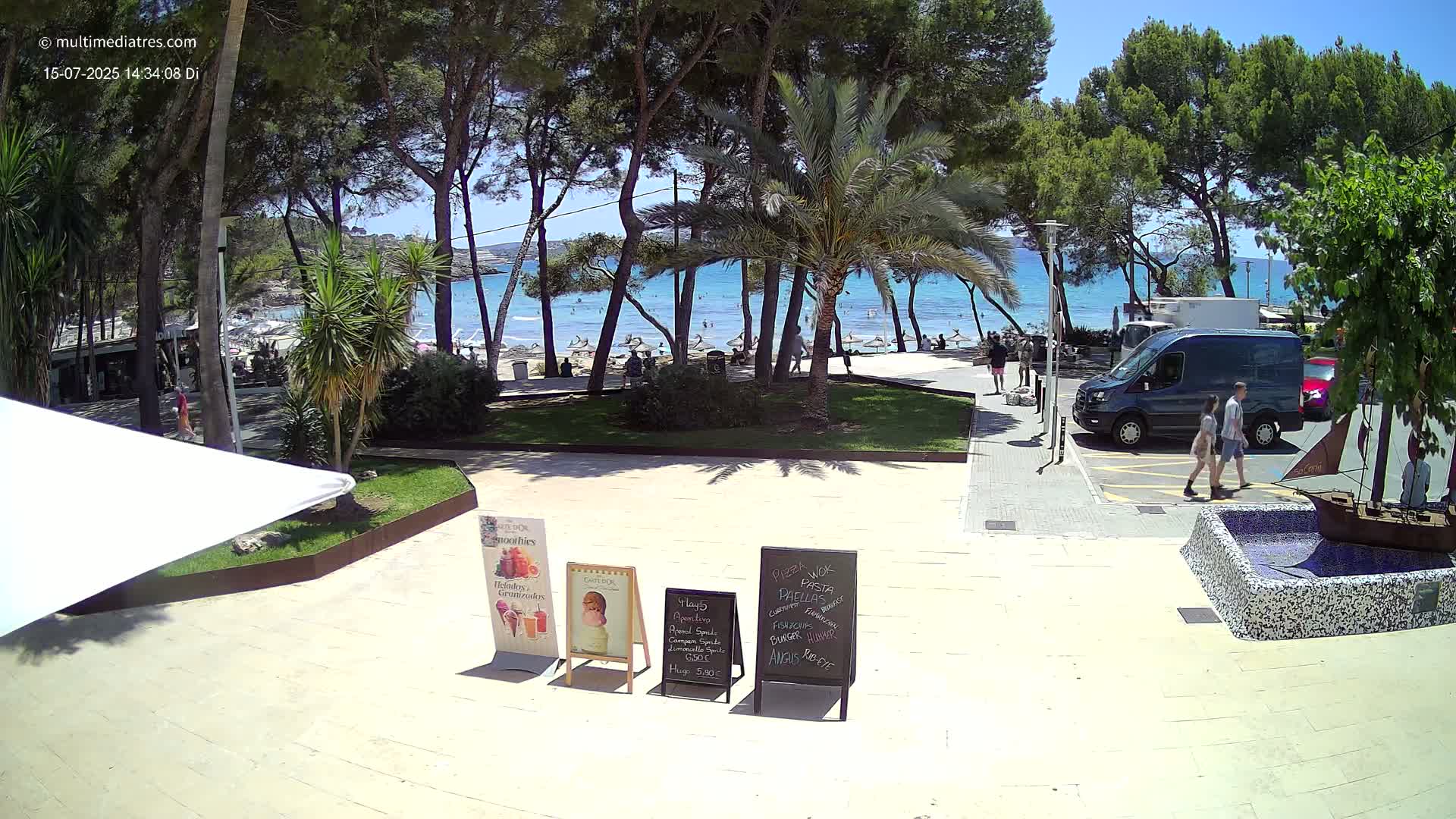 Peguera, Platja Gran de Tora Beach  Playa 5 Live Cam - Sierra de Tramontana, Mallorca, Islas Baleares (Balearic Islands), Spain