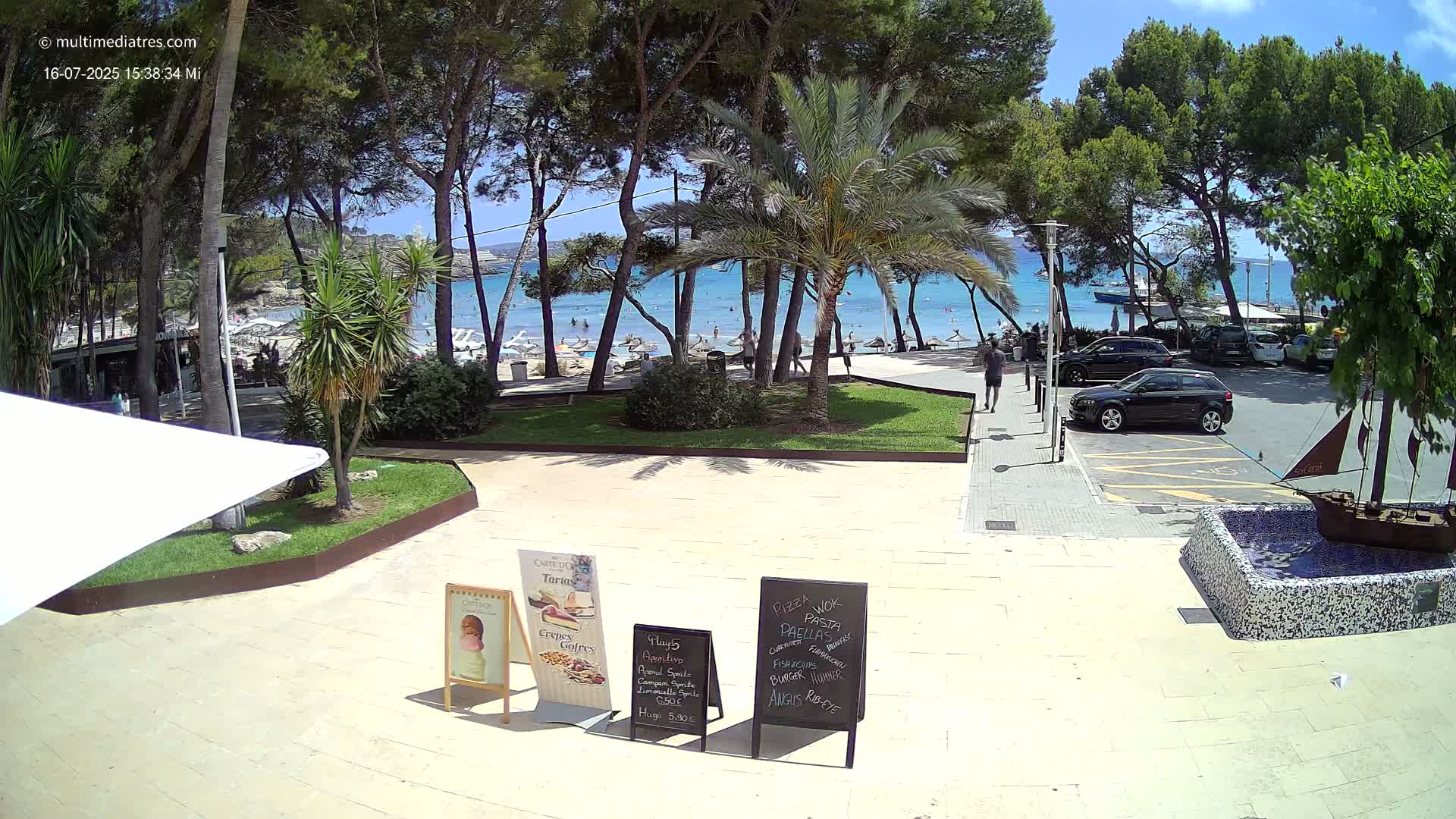 Peguera, Platja Gran de Tora Beach  Playa 5 Live Cam - Sierra de Tramontana, Mallorca, Islas Baleares (Balearic Islands), Spain