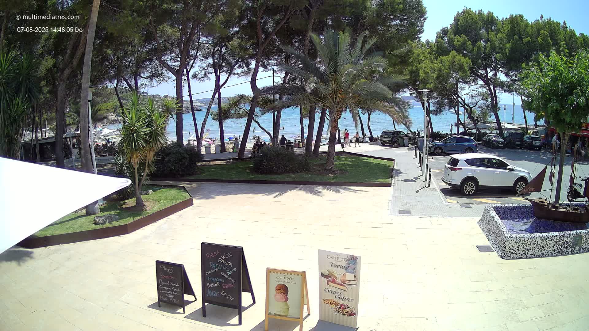 Peguera, Platja Gran de Tora Beach  Playa 5 Live Cam - Sierra de Tramontana, Mallorca, Islas Baleares (Balearic Islands), Spain