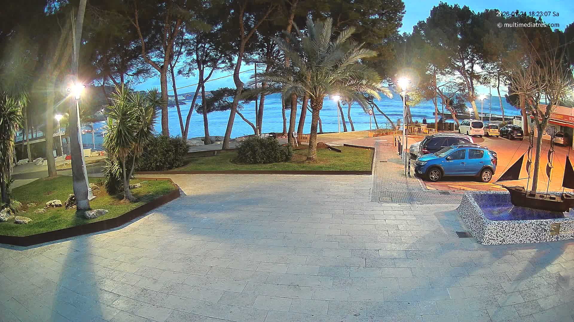 Peguera, Platja Gran de Tora Beach  Playa 5 Live Cam - Sierra de Tramontana, Mallorca, Islas Baleares (Balearic Islands), Spain