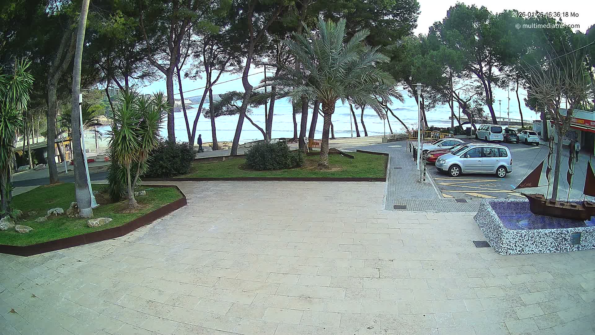Peguera, Platja Gran de Tora Beach  Playa 5 Live Cam - Sierra de Tramontana, Mallorca, Islas Baleares (Balearic Islands), Spain