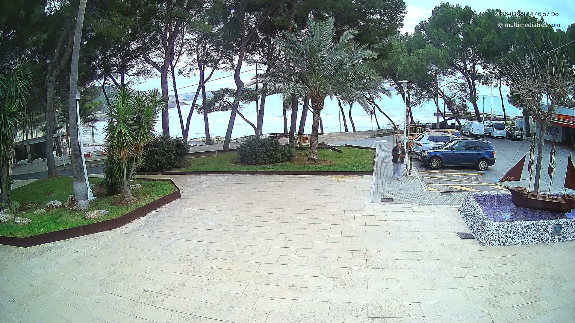 Peguera, Platja Gran de Tora Beach  Playa 5 Live Cam - Sierra de Tramontana, Mallorca, Islas Baleares (Balearic Islands), Spain