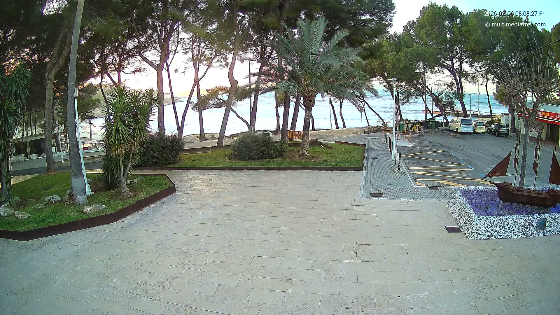 Peguera, Platja Gran de Tora Beach  Playa 5 Live Cam - Sierra de Tramontana, Mallorca, Islas Baleares (Balearic Islands), Spain