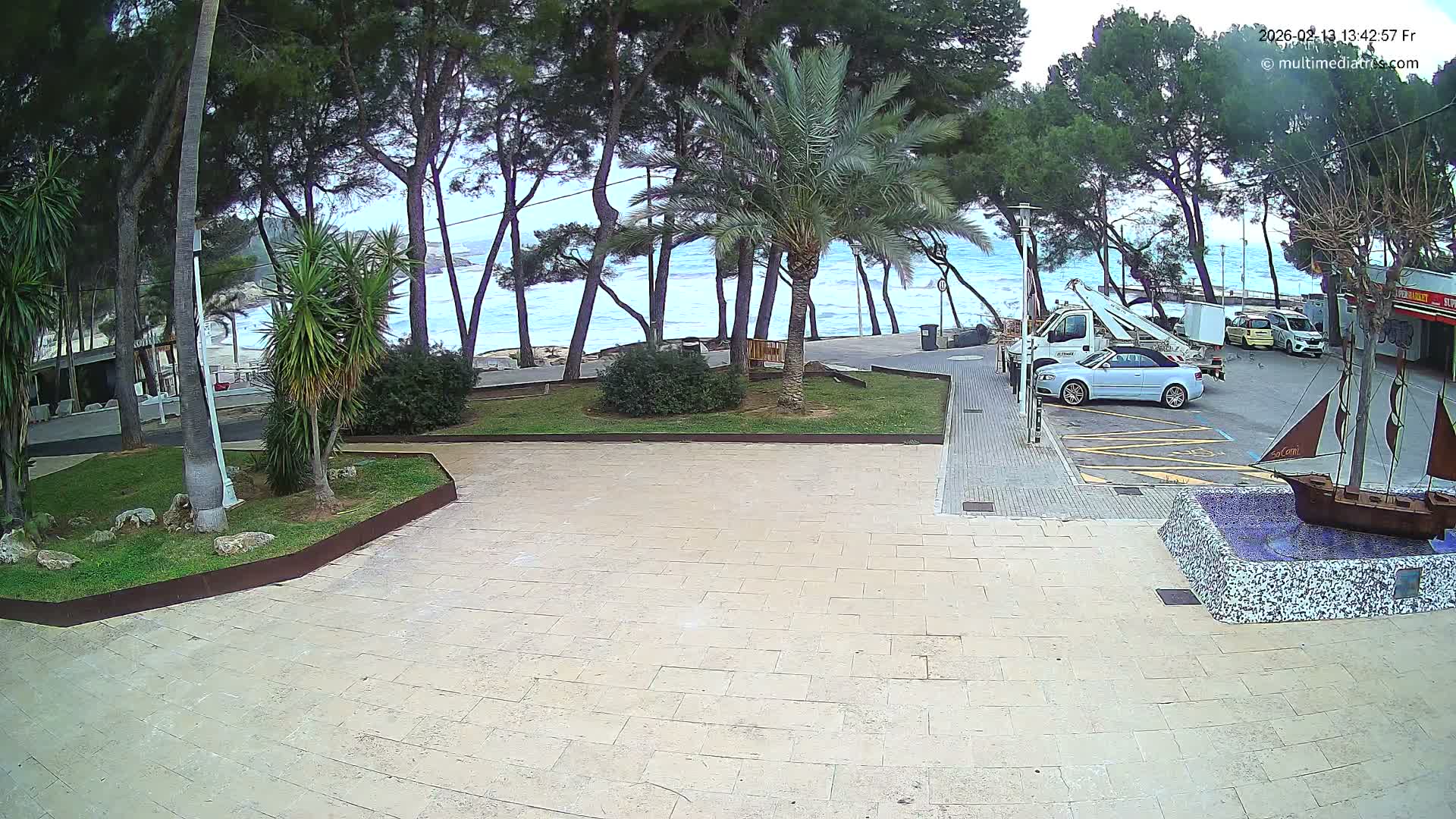 Peguera, Platja Gran de Tora Beach  Playa 5 Live Cam - Sierra de Tramontana, Mallorca, Islas Baleares (Balearic Islands), Spain
