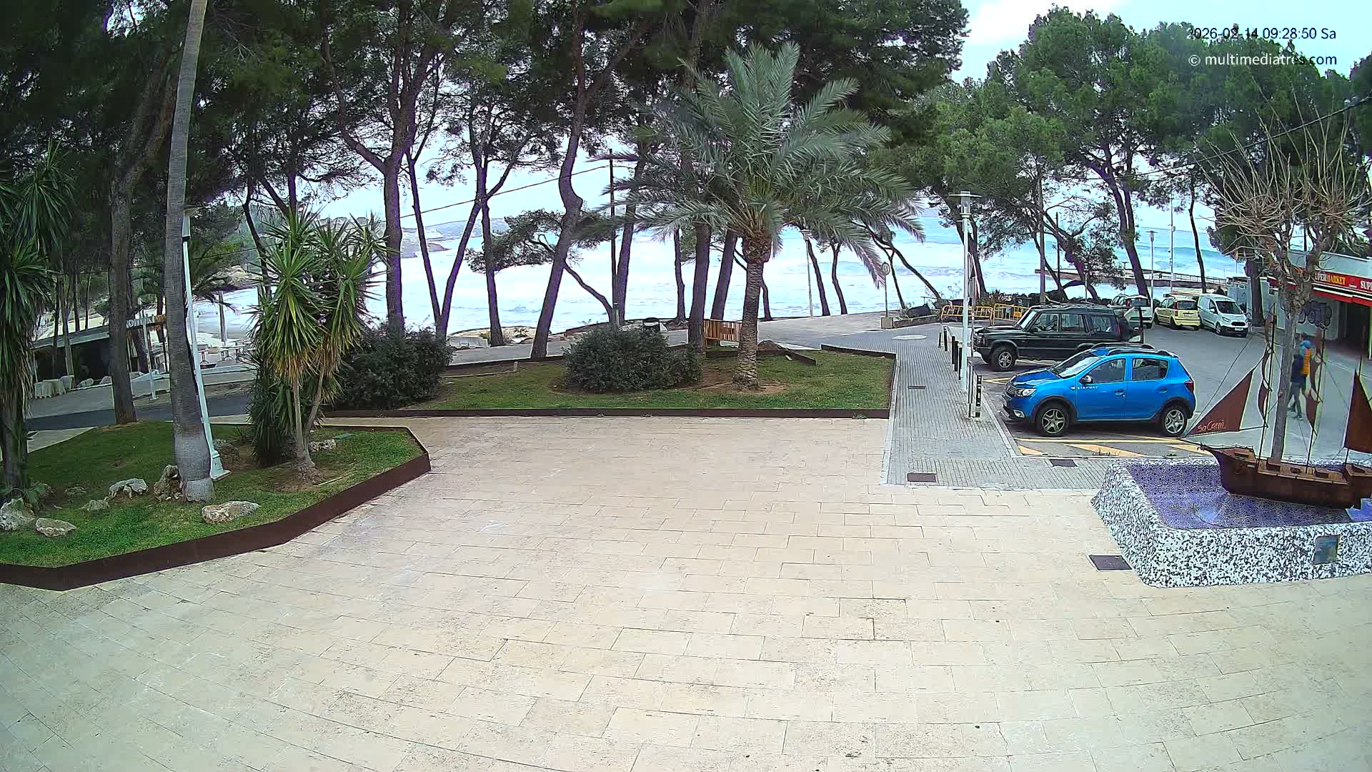 Peguera, Platja Gran de Tora Beach  Playa 5 Live Cam - Sierra de Tramontana, Mallorca, Islas Baleares (Balearic Islands), Spain