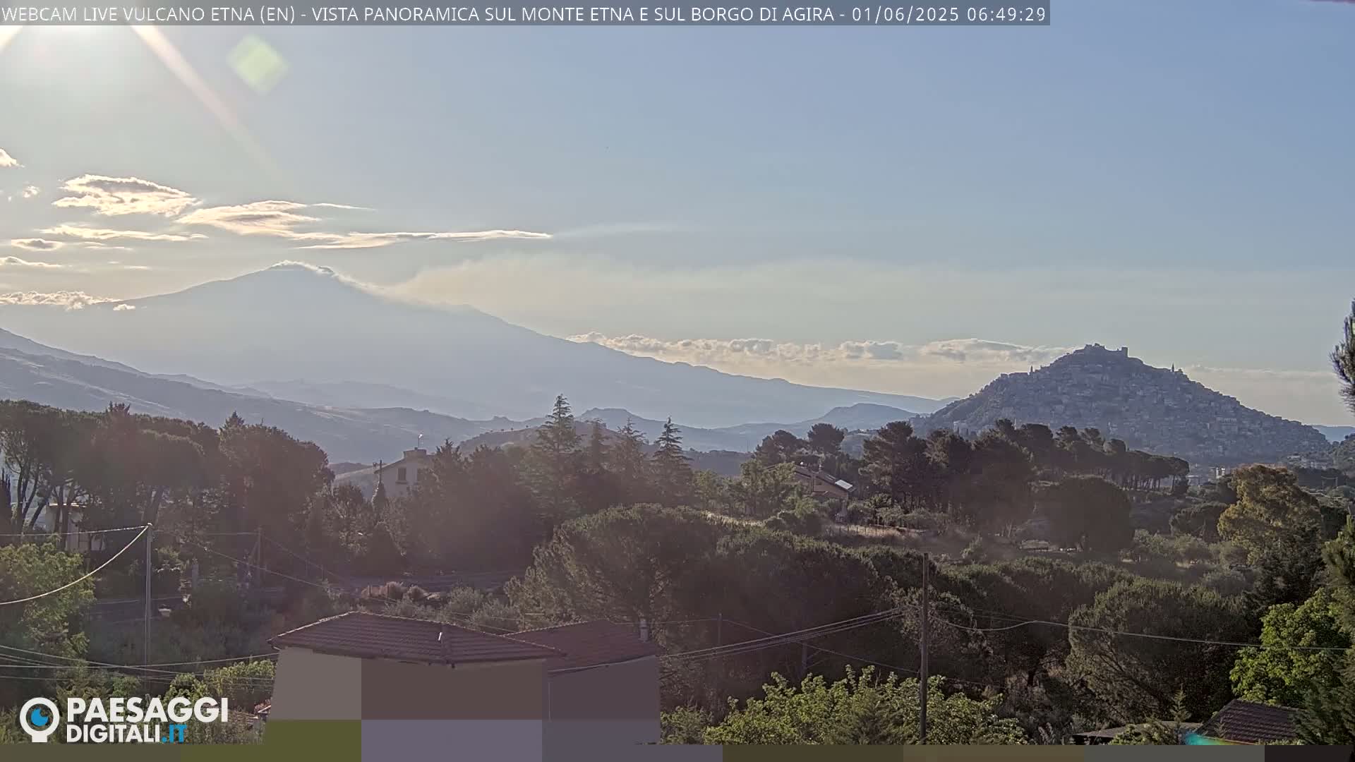 Etna Volcano , Monte Etna  & Agira City View Live Cam - Enna, Scily, Italy