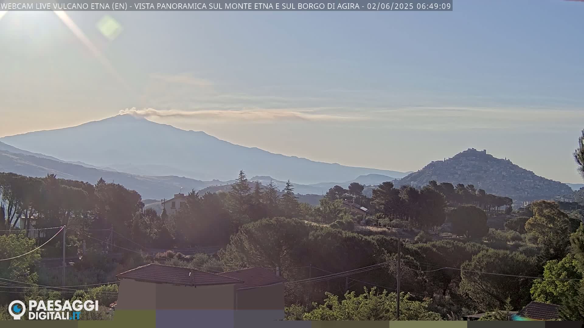 Etna Volcano , Monte Etna  & Agira City View Live Cam - Enna, Scily, Italy