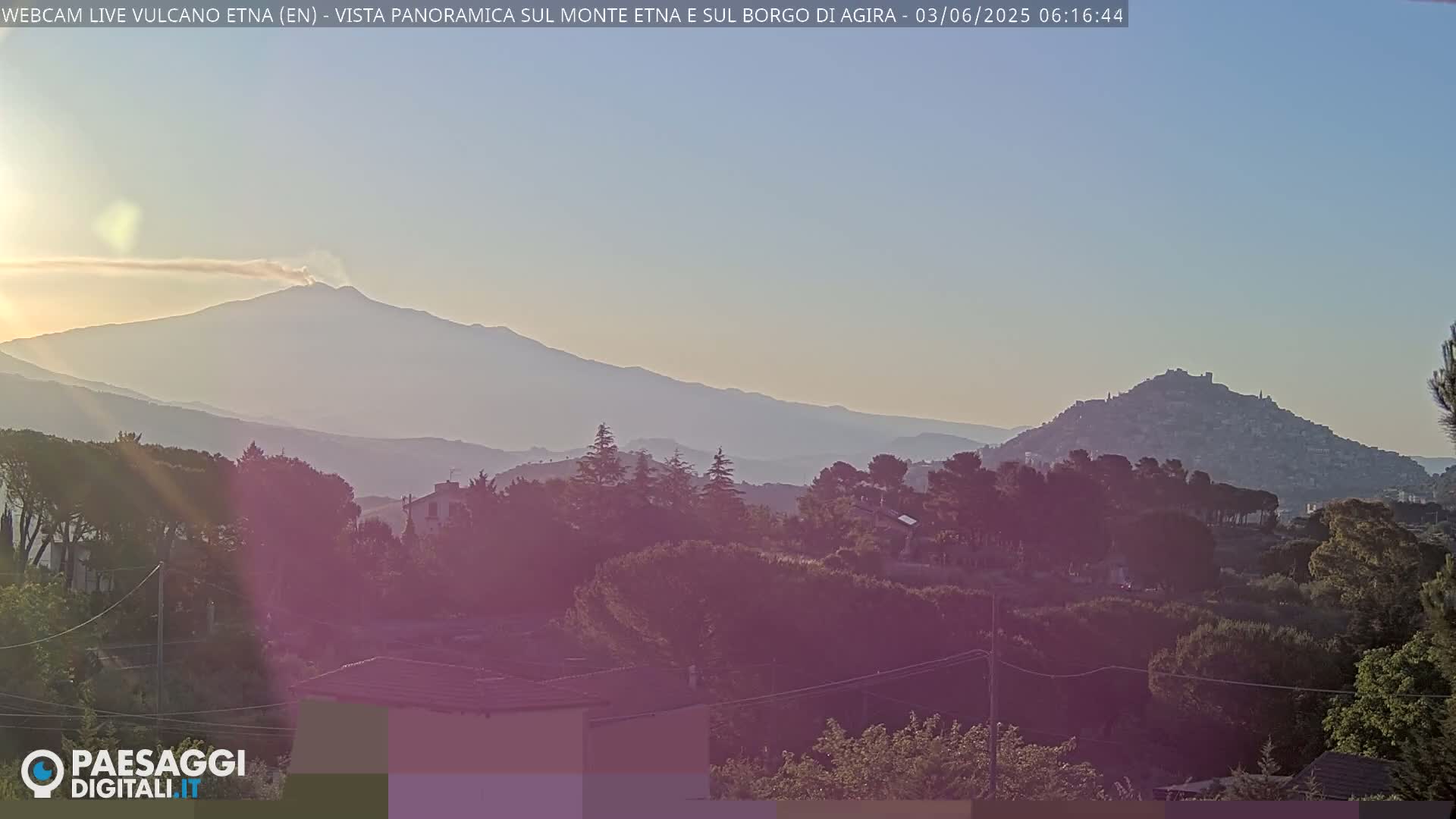 Etna Volcano , Monte Etna  & Agira City View Live Cam - Enna, Scily, Italy