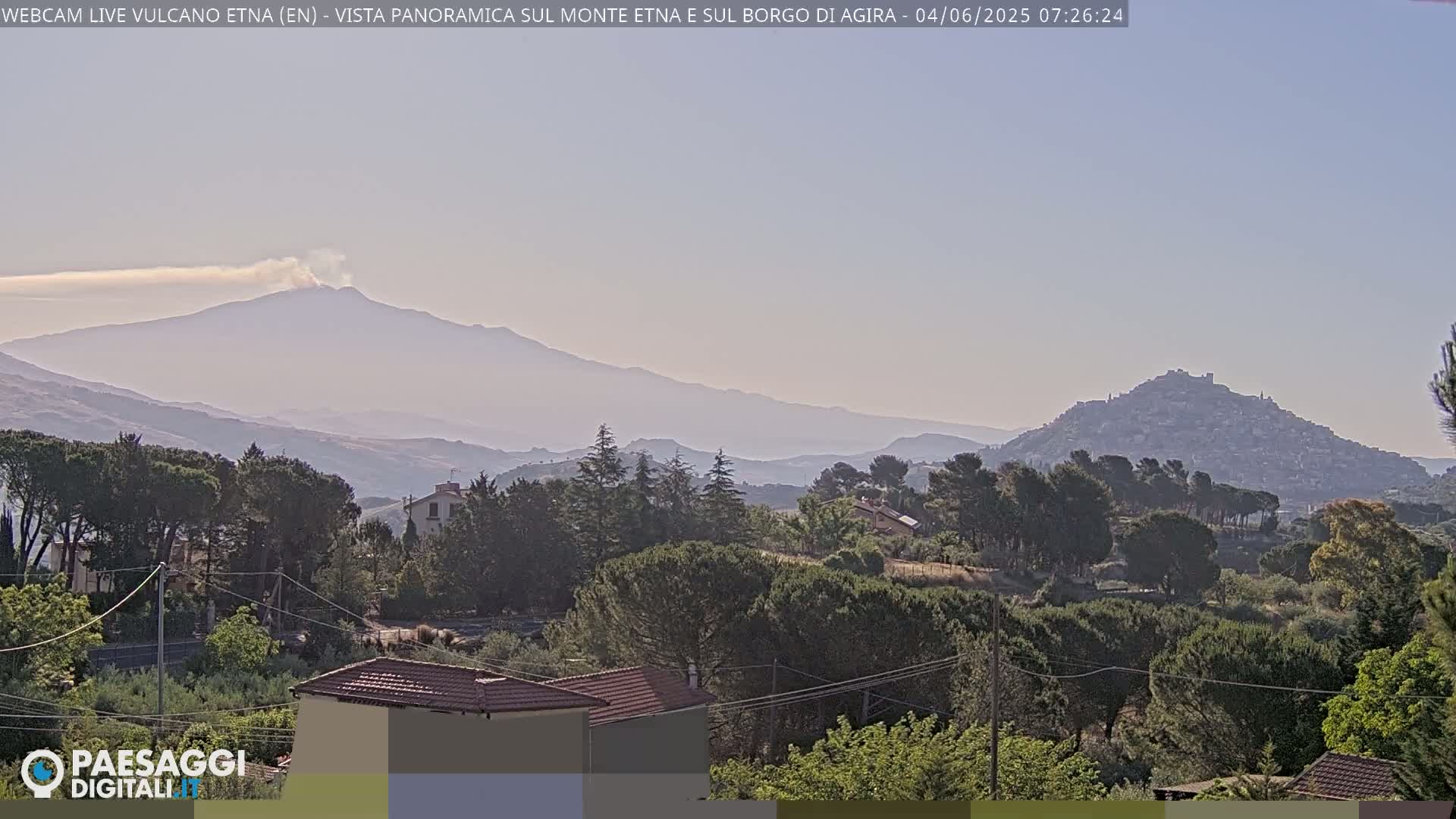 Etna Volcano , Monte Etna  & Agira City View Live Cam - Enna, Scily, Italy