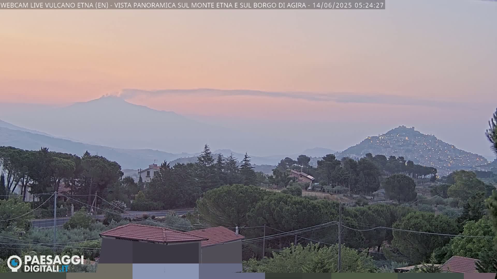 Etna Volcano , Monte Etna  & Agira City View Live Cam - Enna, Scily, Italy