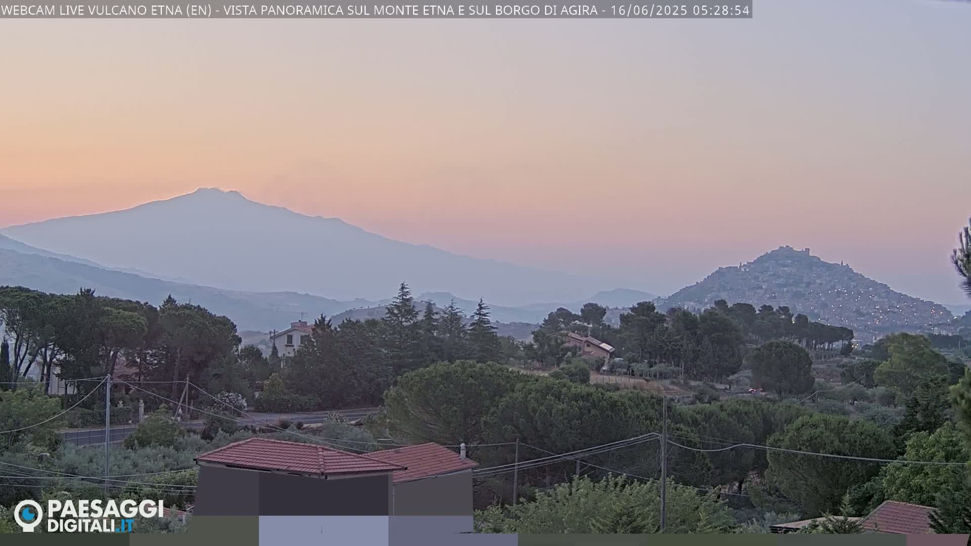 Etna Volcano , Monte Etna  & Agira City View Live Cam - Enna, Scily, Italy