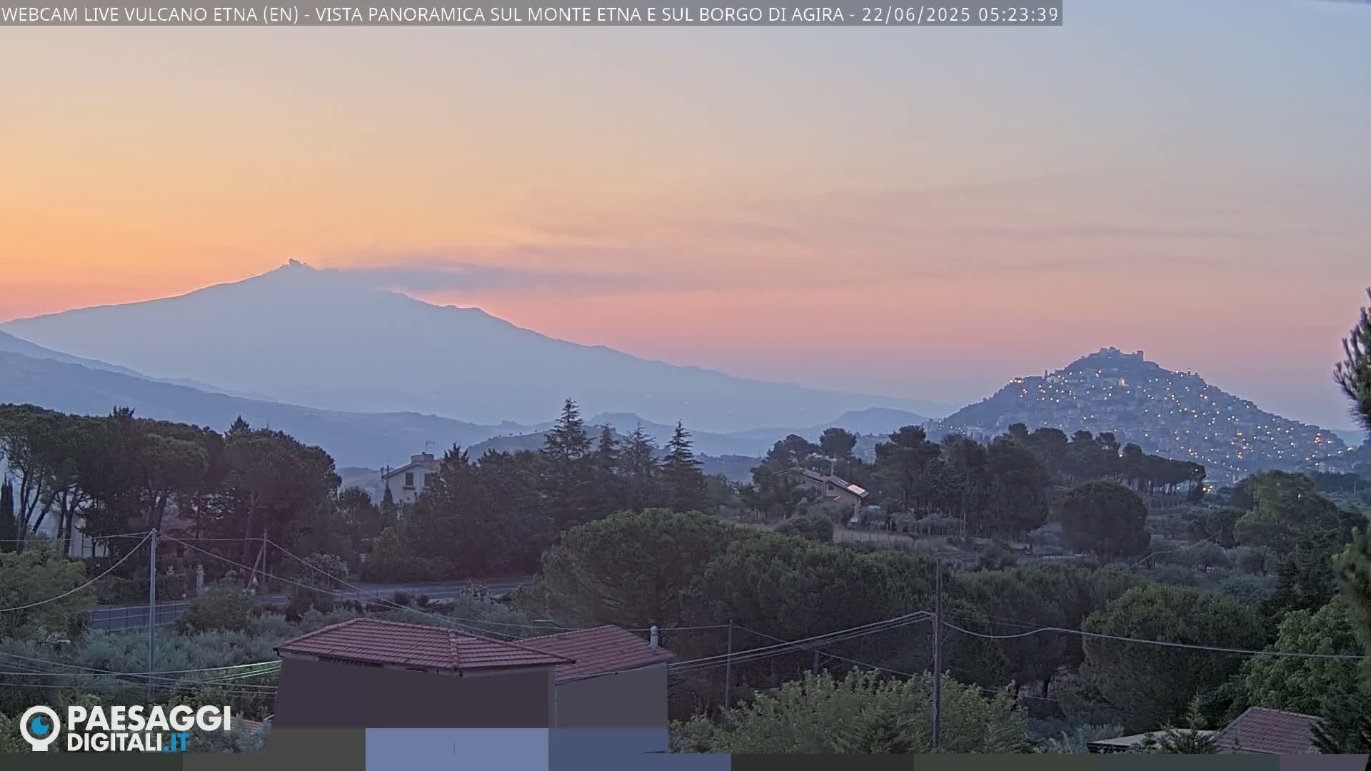Etna Volcano , Monte Etna  & Agira City View Live Cam - Enna, Scily, Italy