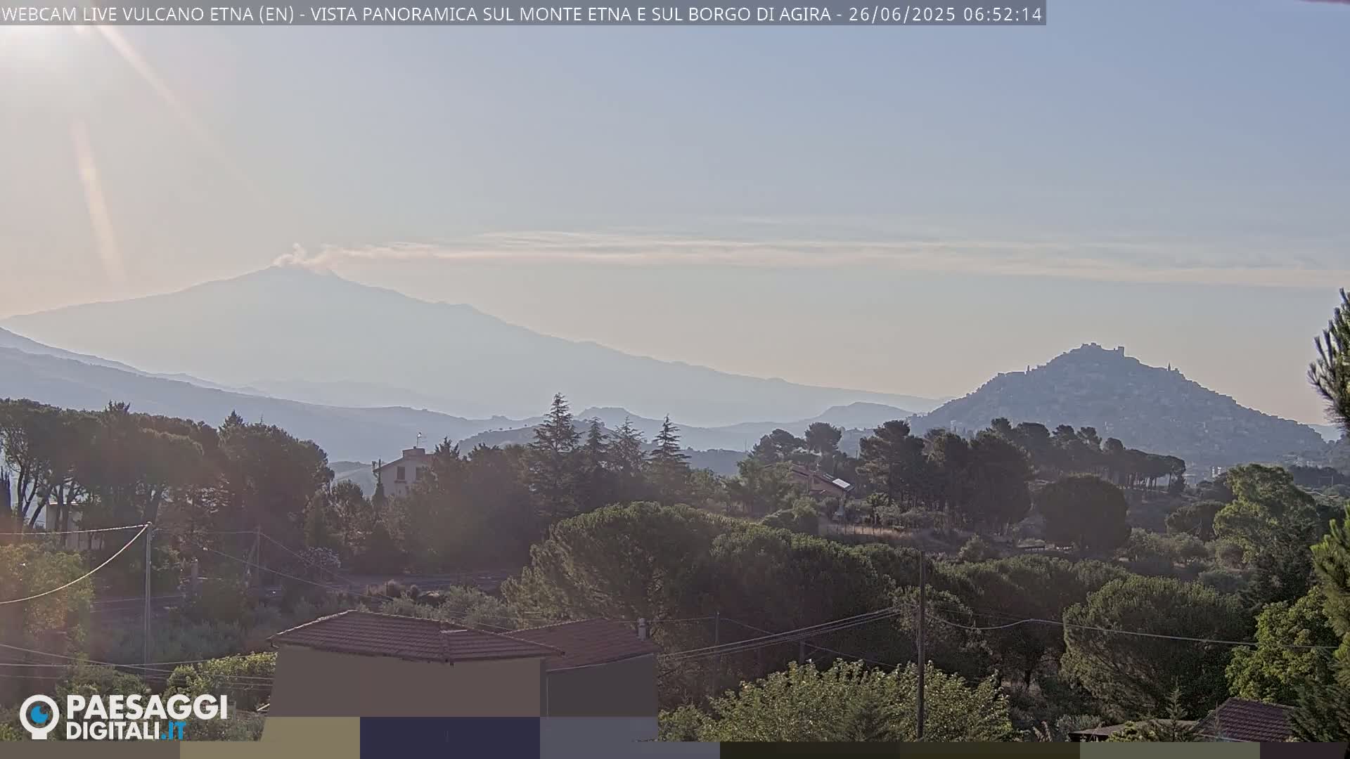 Etna Volcano , Monte Etna  & Agira City View Live Cam - Enna, Scily, Italy