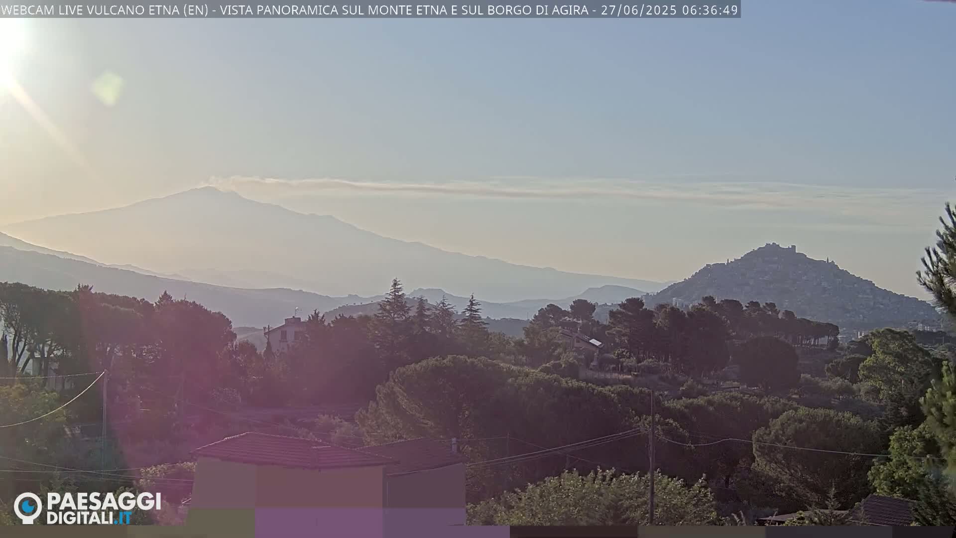 Etna Volcano , Monte Etna  & Agira City View Live Cam - Enna, Scily, Italy