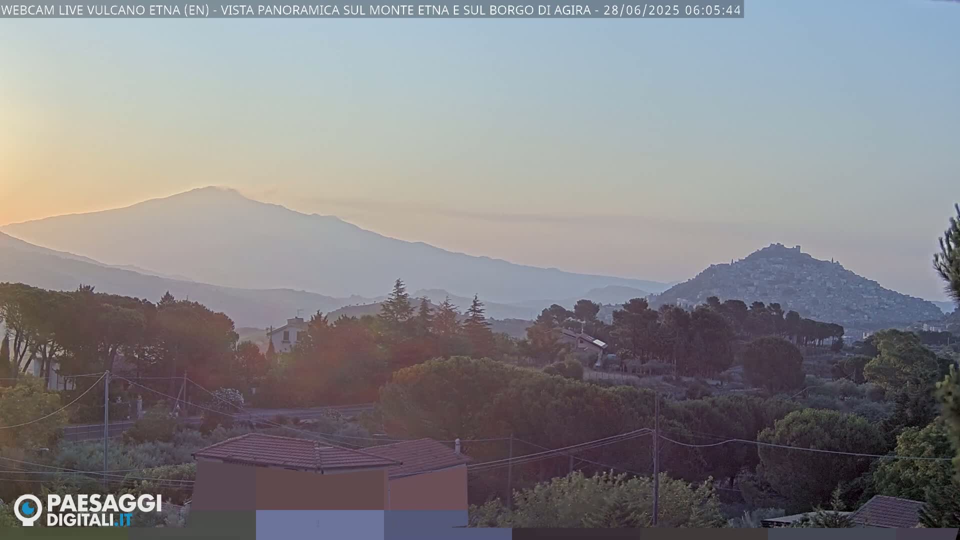 Etna Volcano , Monte Etna  & Agira City View Live Cam - Enna, Scily, Italy