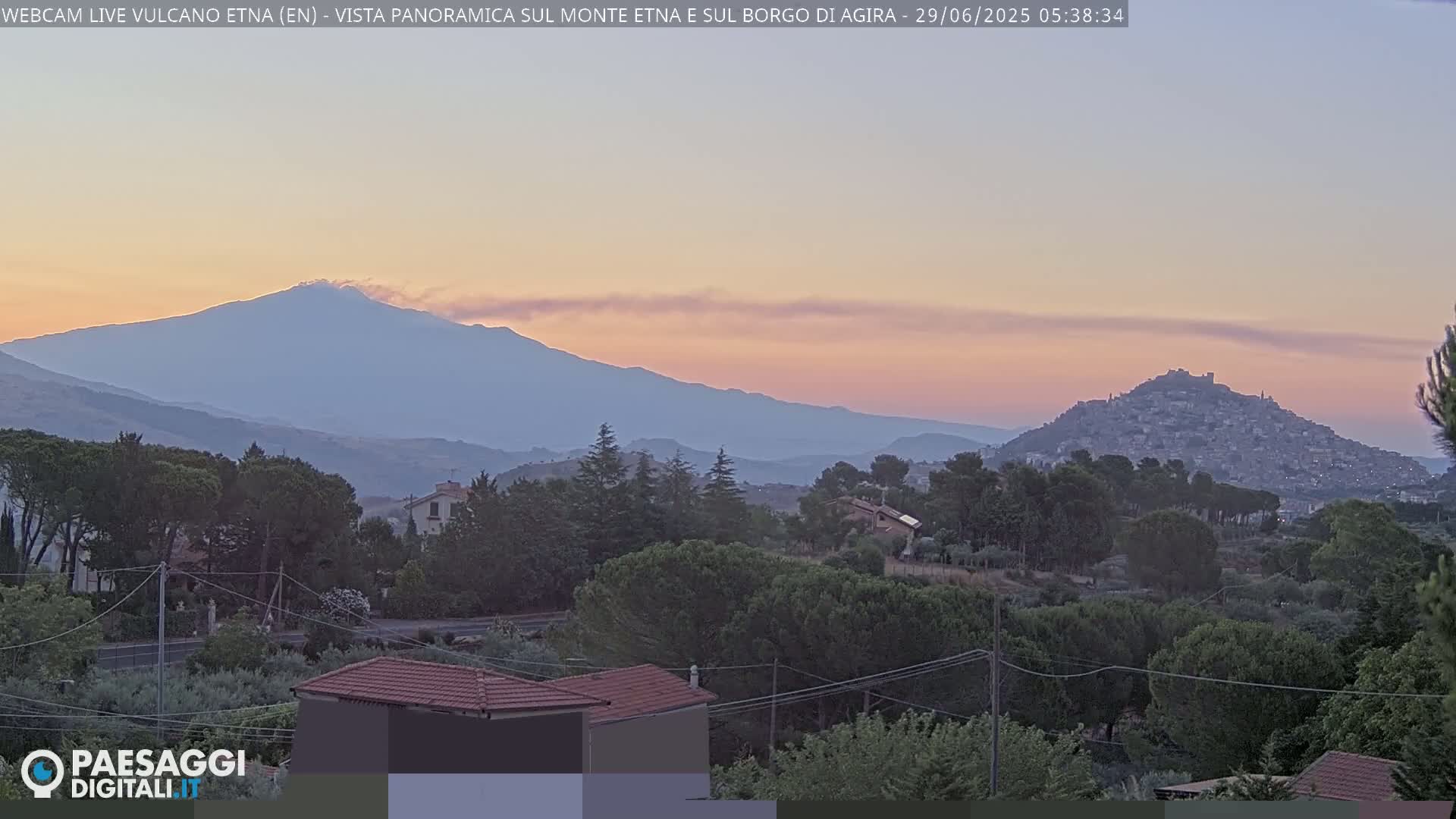 Etna Volcano , Monte Etna  & Agira City View Live Cam - Enna, Scily, Italy