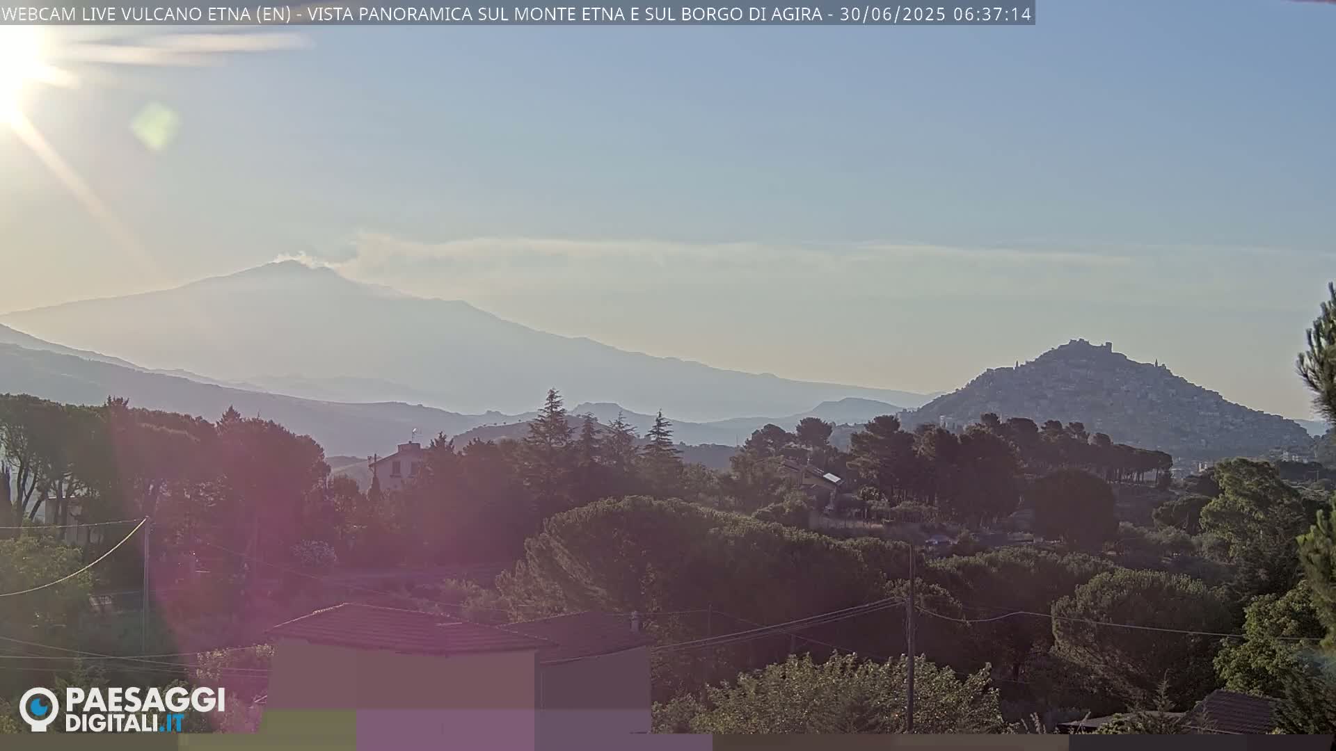 Etna Volcano , Monte Etna  & Agira City View Live Cam - Enna, Scily, Italy