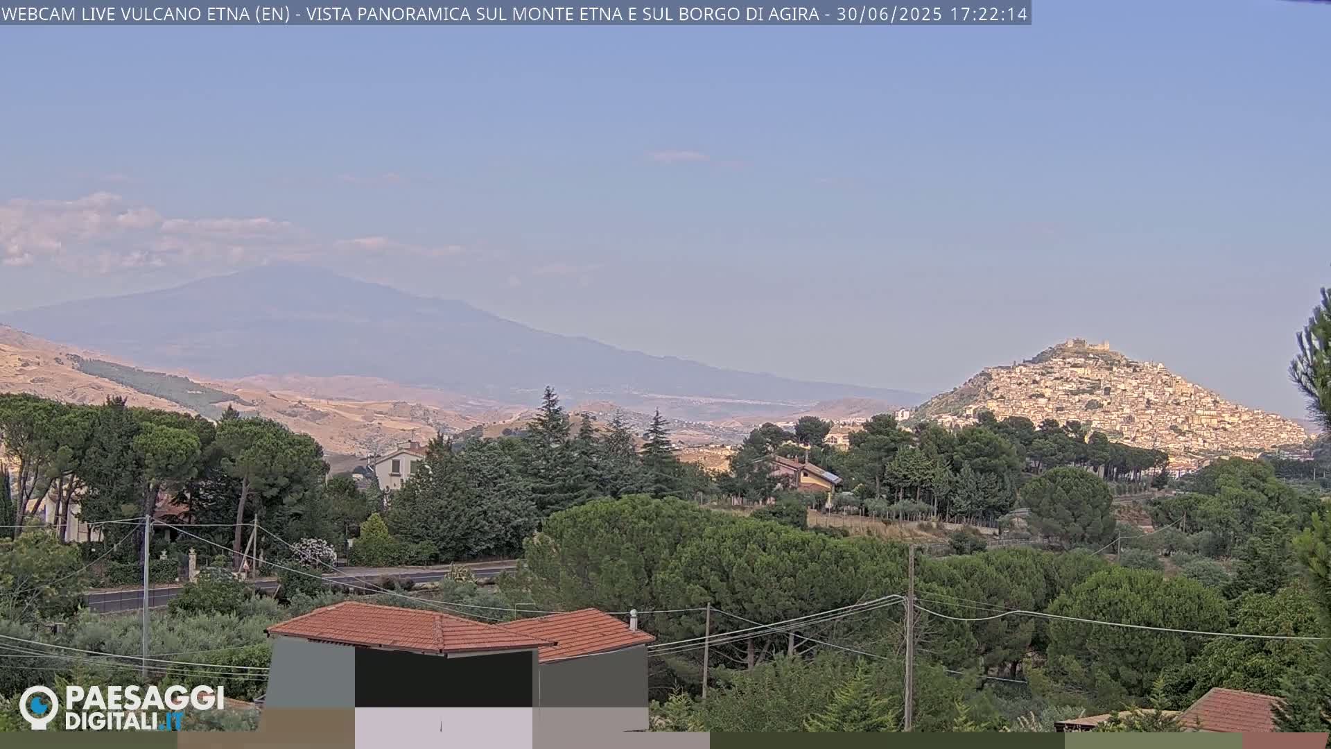 Etna Volcano , Monte Etna  & Agira City View Live Cam - Enna, Scily, Italy