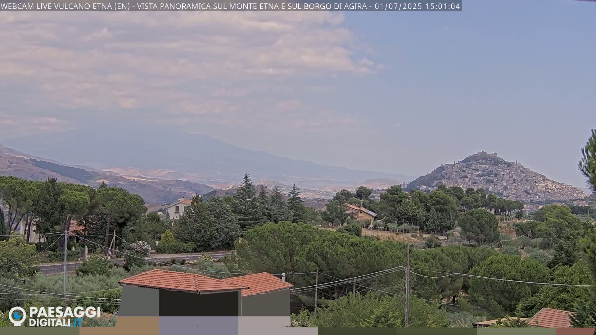 Etna Volcano , Monte Etna  & Agira City View Live Cam - Enna, Scily, Italy