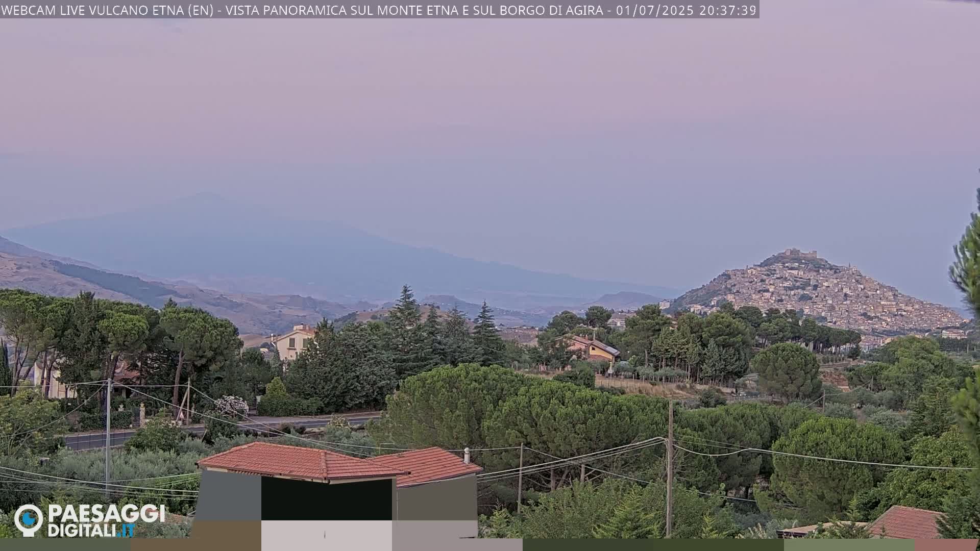 Etna Volcano , Monte Etna  & Agira City View Live Cam - Enna, Scily, Italy