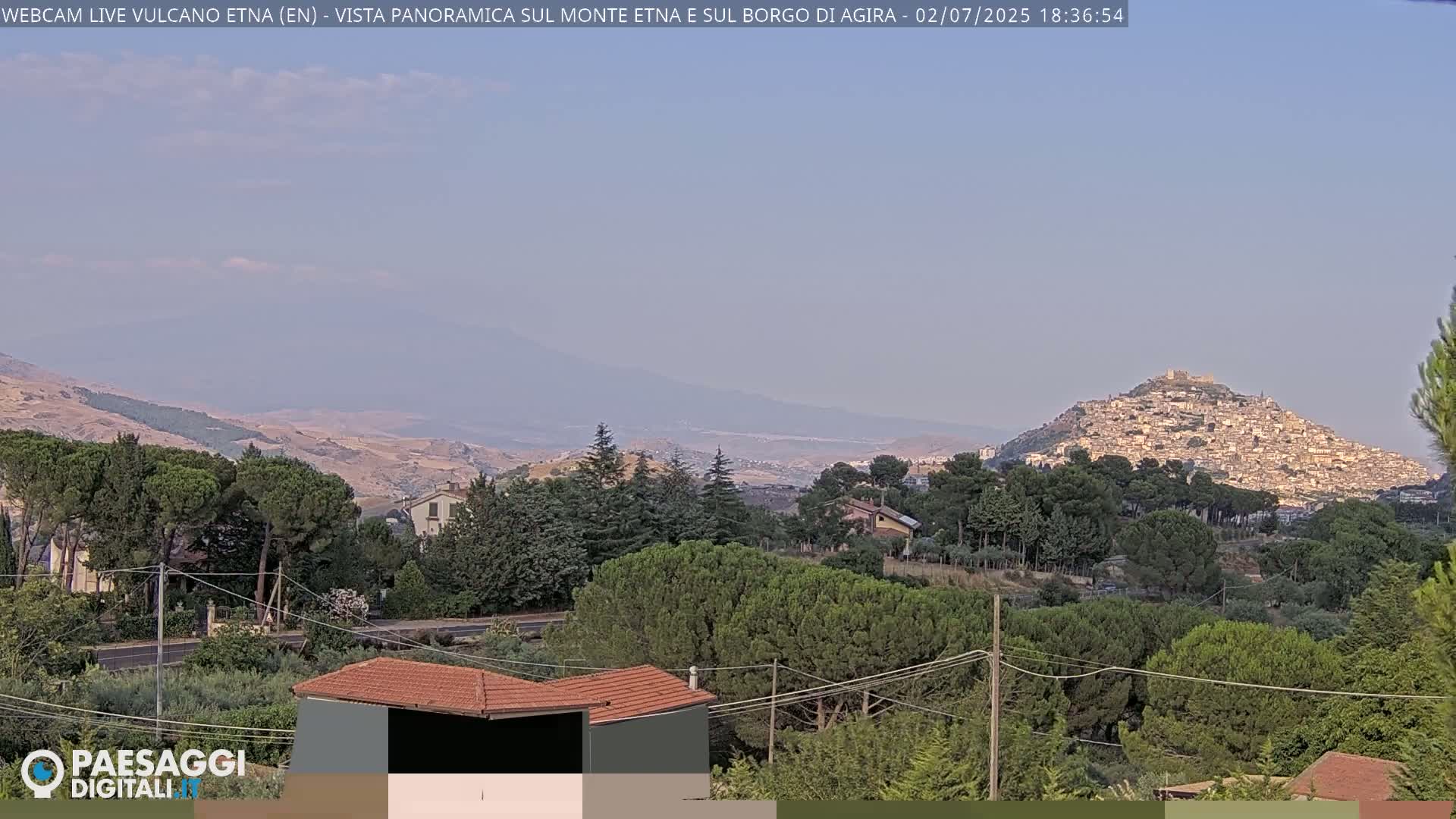 Etna Volcano , Monte Etna  & Agira City View Live Cam - Enna, Scily, Italy