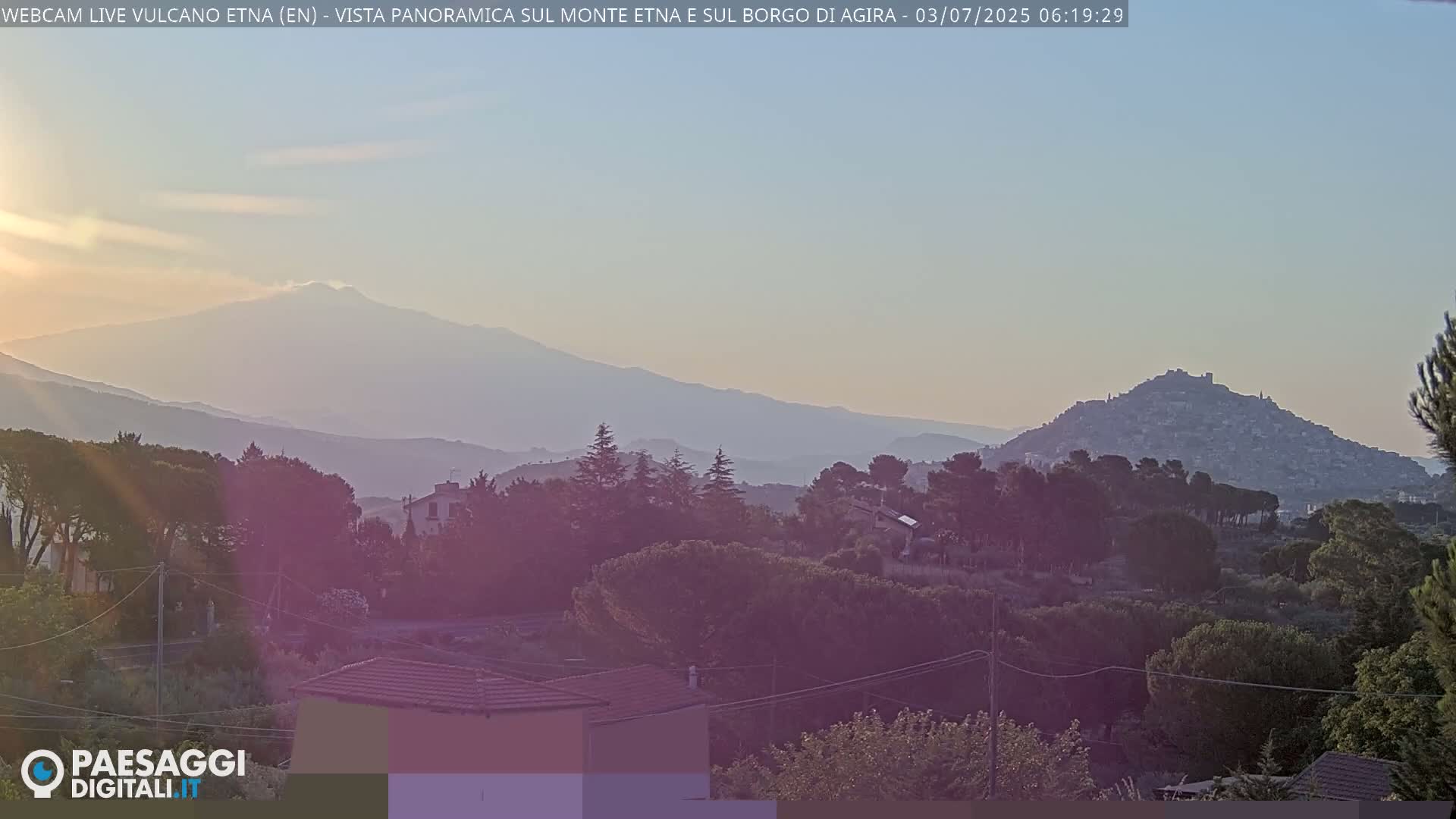 Etna Volcano , Monte Etna  & Agira City View Live Cam - Enna, Scily, Italy