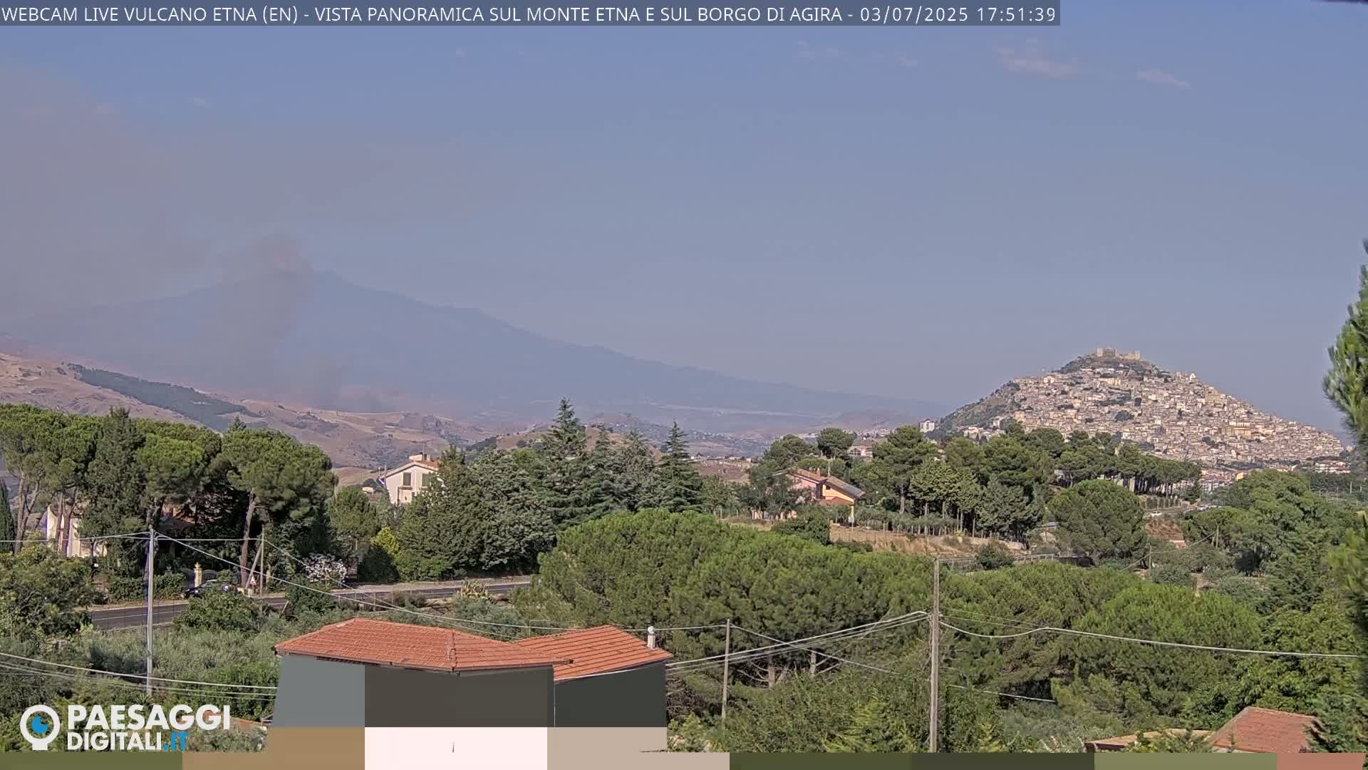 Etna Volcano , Monte Etna  & Agira City View Live Cam - Enna, Scily, Italy