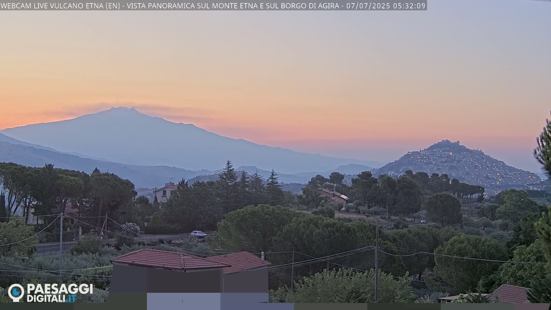 Etna Volcano , Monte Etna  & Agira City View Live Cam - Enna, Scily, Italy