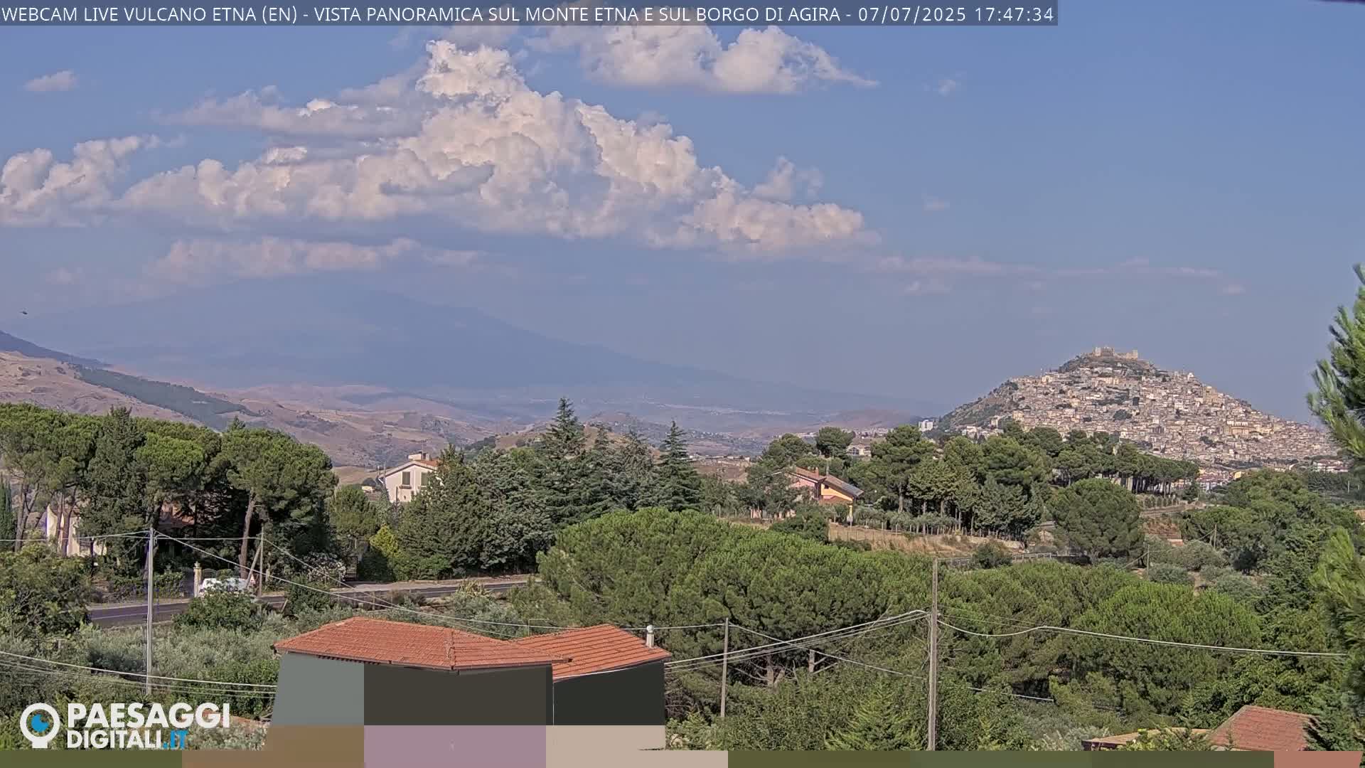 Etna Volcano , Monte Etna  & Agira City View Live Cam - Enna, Scily, Italy