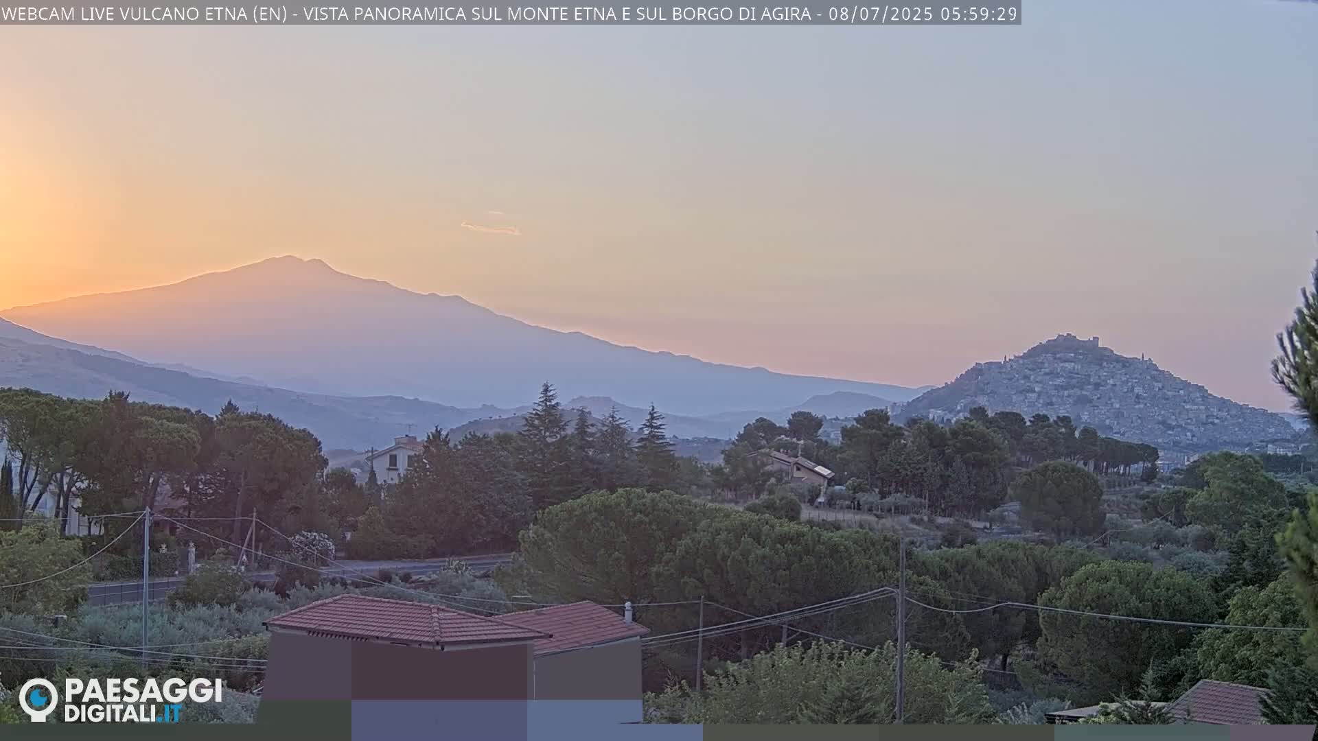 Etna Volcano , Monte Etna  & Agira City View Live Cam - Enna, Scily, Italy