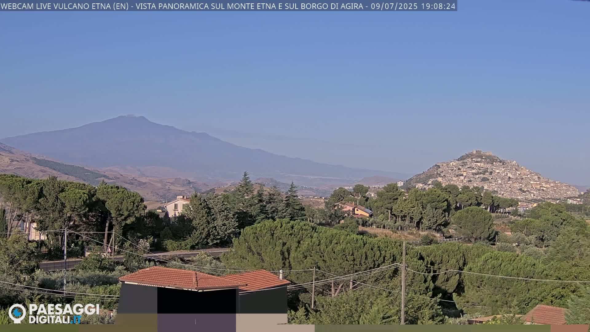 Etna Volcano , Monte Etna  & Agira City View Live Cam - Enna, Scily, Italy