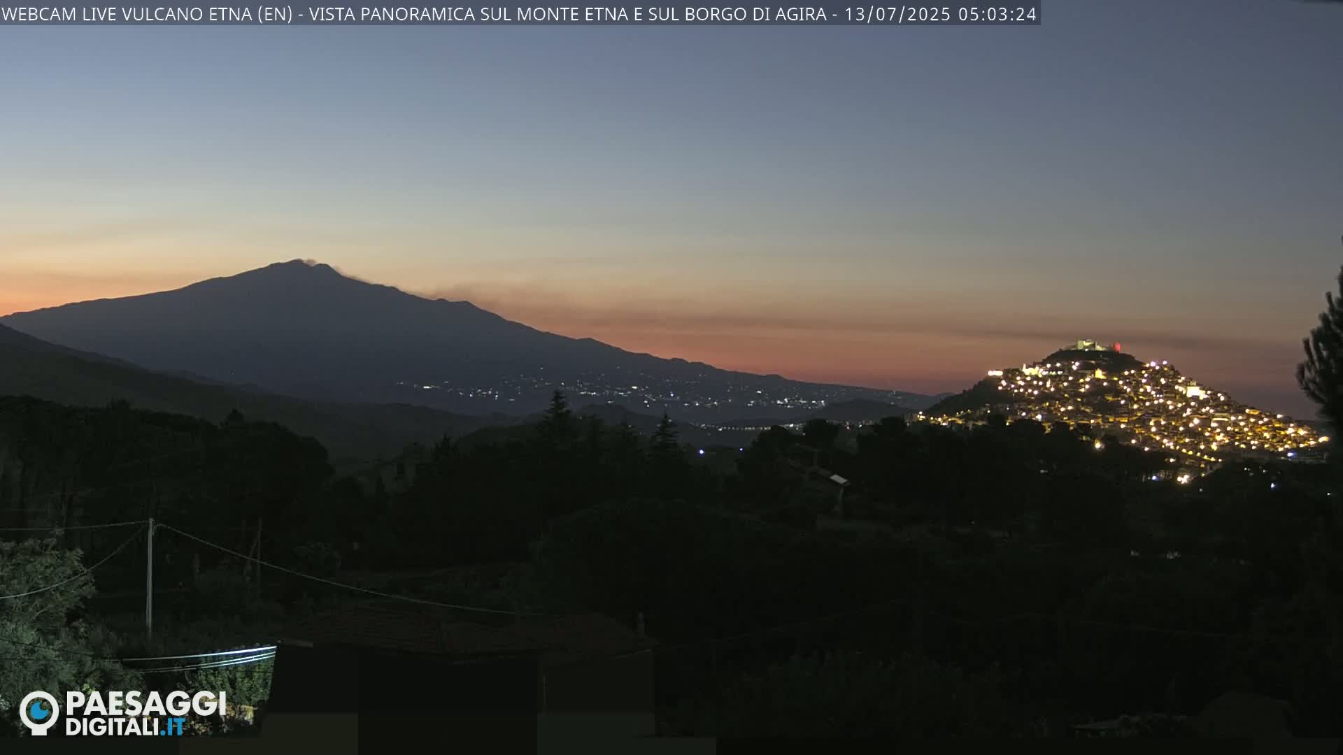 Etna Volcano , Monte Etna  & Agira City View Live Cam - Enna, Scily, Italy