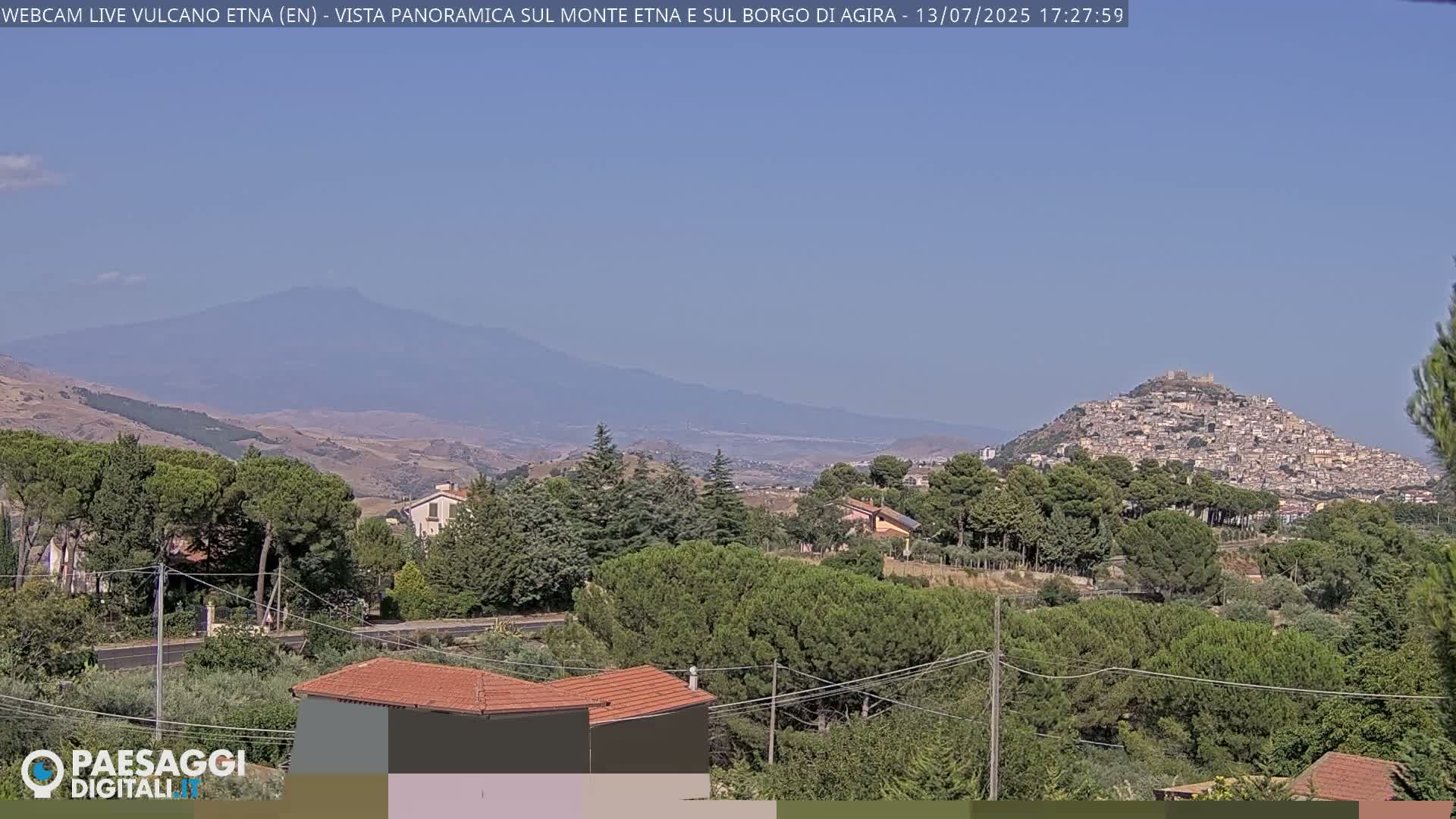Etna Volcano , Monte Etna  & Agira City View Live Cam - Enna, Scily, Italy
