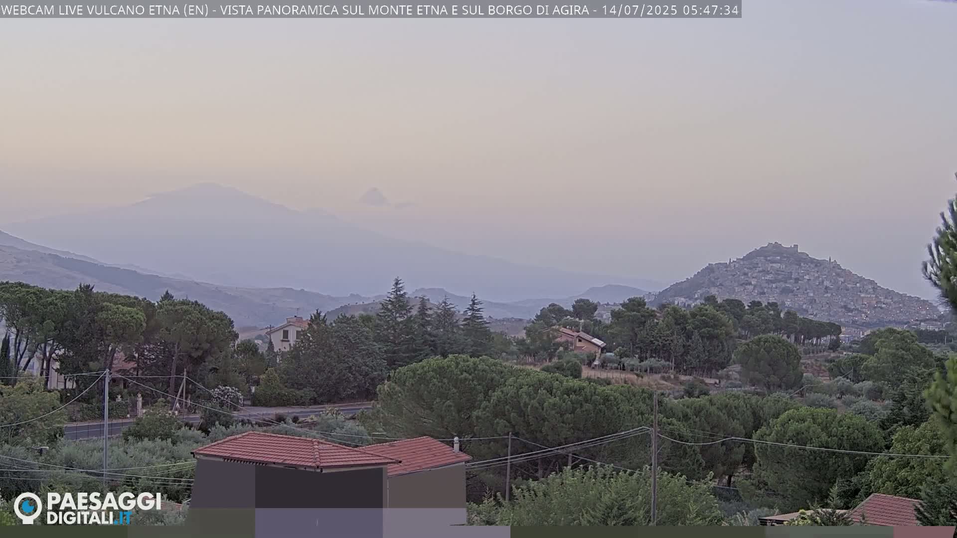 Etna Volcano , Monte Etna  & Agira City View Live Cam - Enna, Scily, Italy