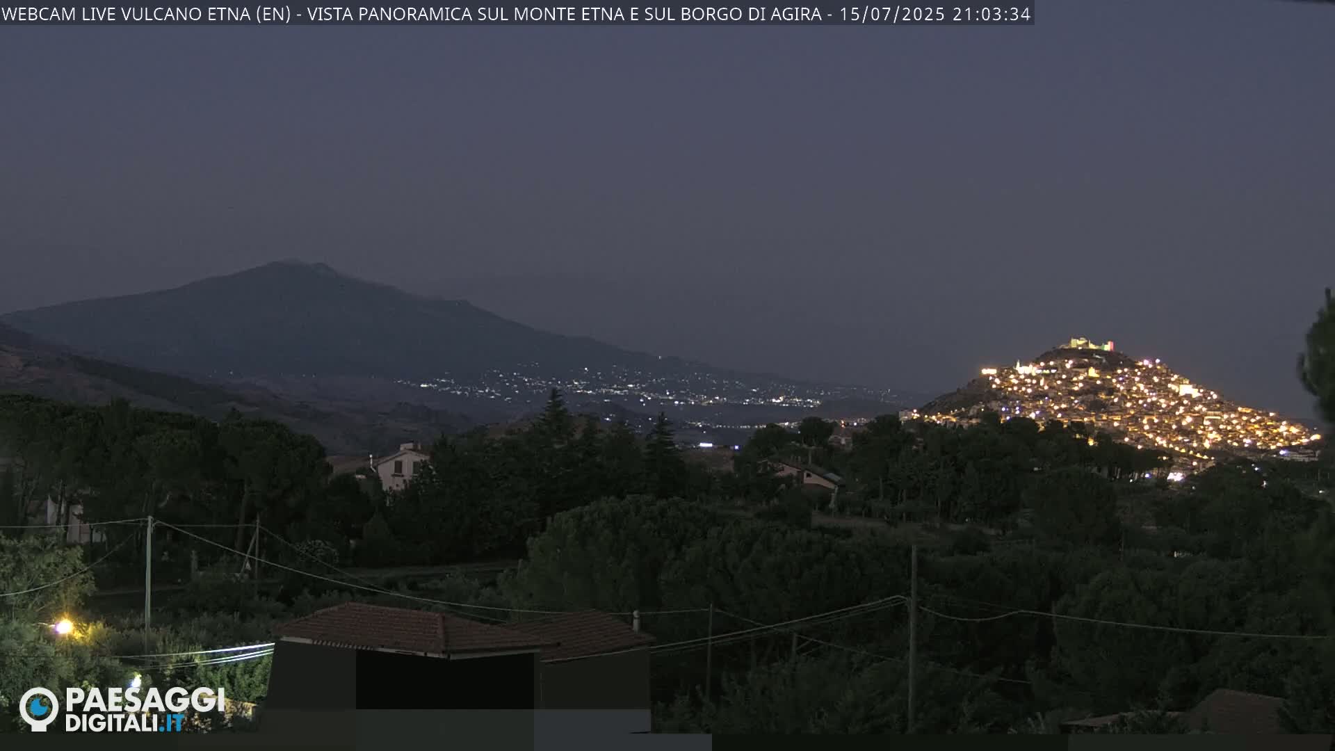 Etna Volcano , Monte Etna  & Agira City View Live Cam - Enna, Scily, Italy