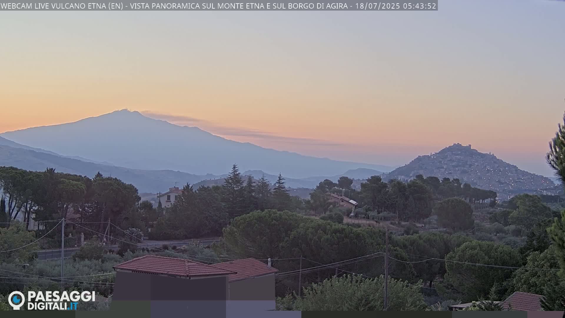Etna Volcano , Monte Etna  & Agira City View Live Cam - Enna, Scily, Italy