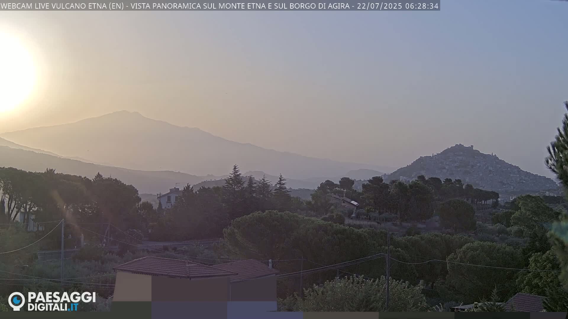 Etna Volcano , Monte Etna  & Agira City View Live Cam - Enna, Scily, Italy
