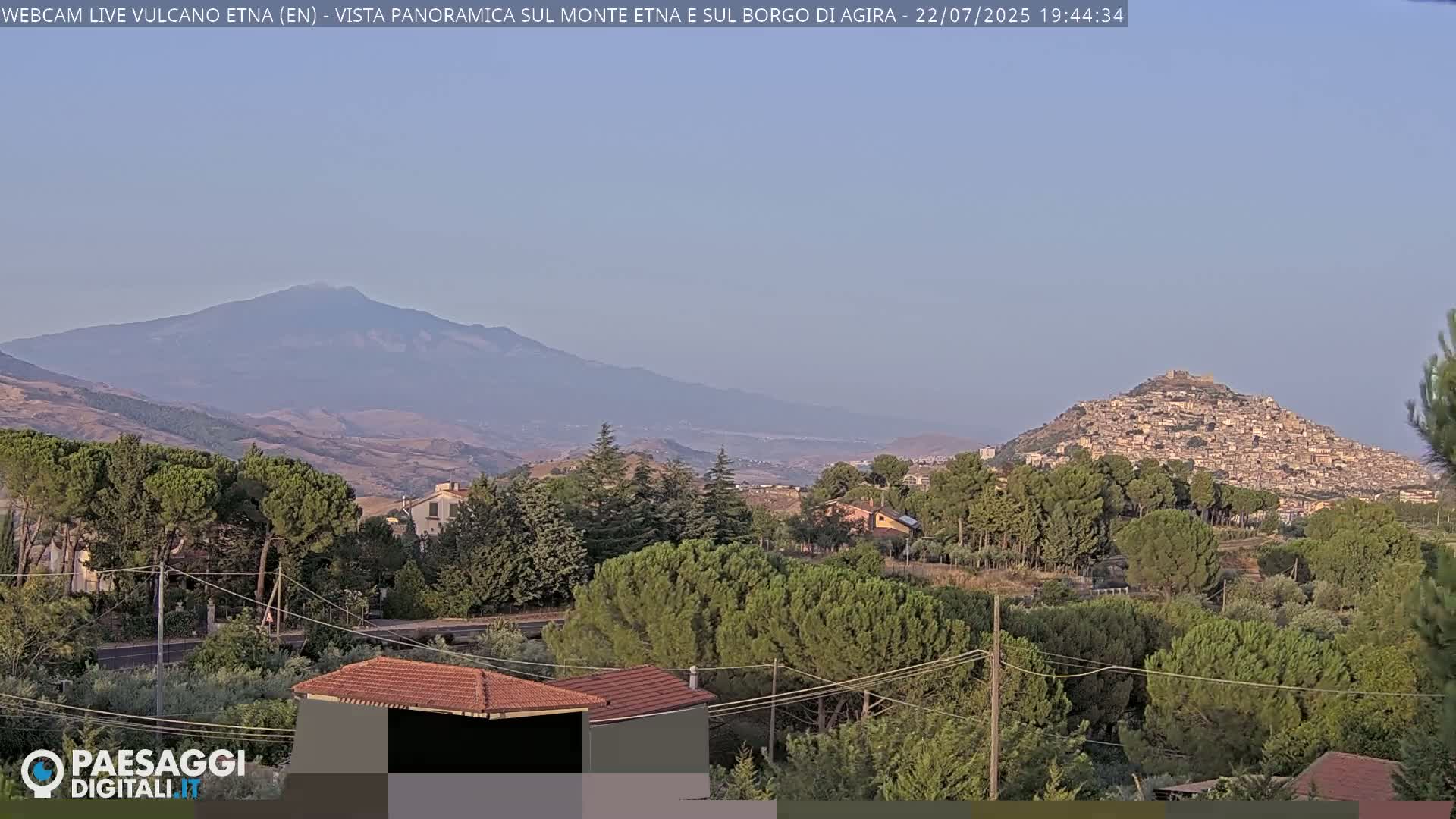 Etna Volcano , Monte Etna  & Agira City View Live Cam - Enna, Scily, Italy
