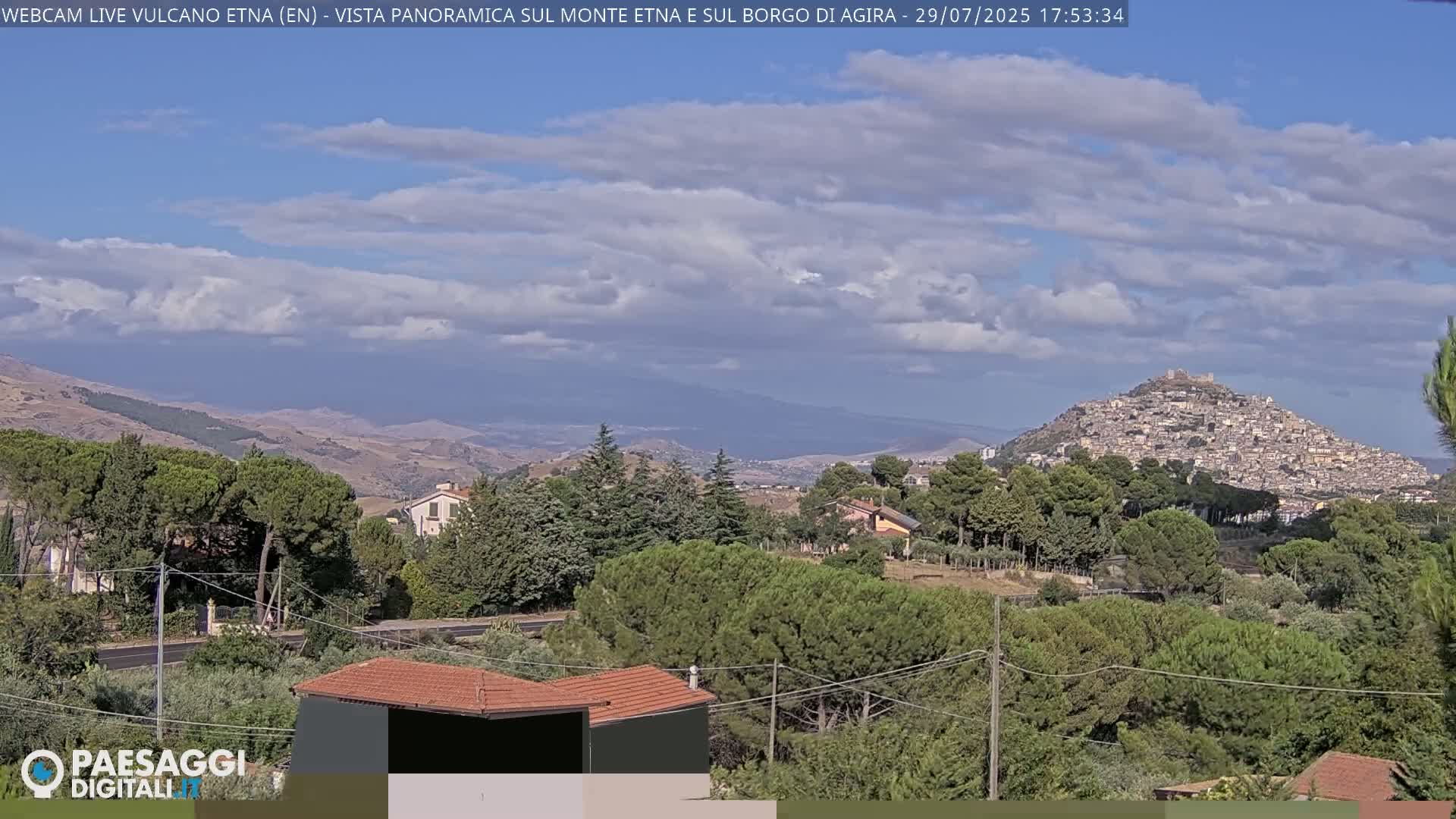 Etna Volcano , Monte Etna  & Agira City View Live Cam - Enna, Scily, Italy