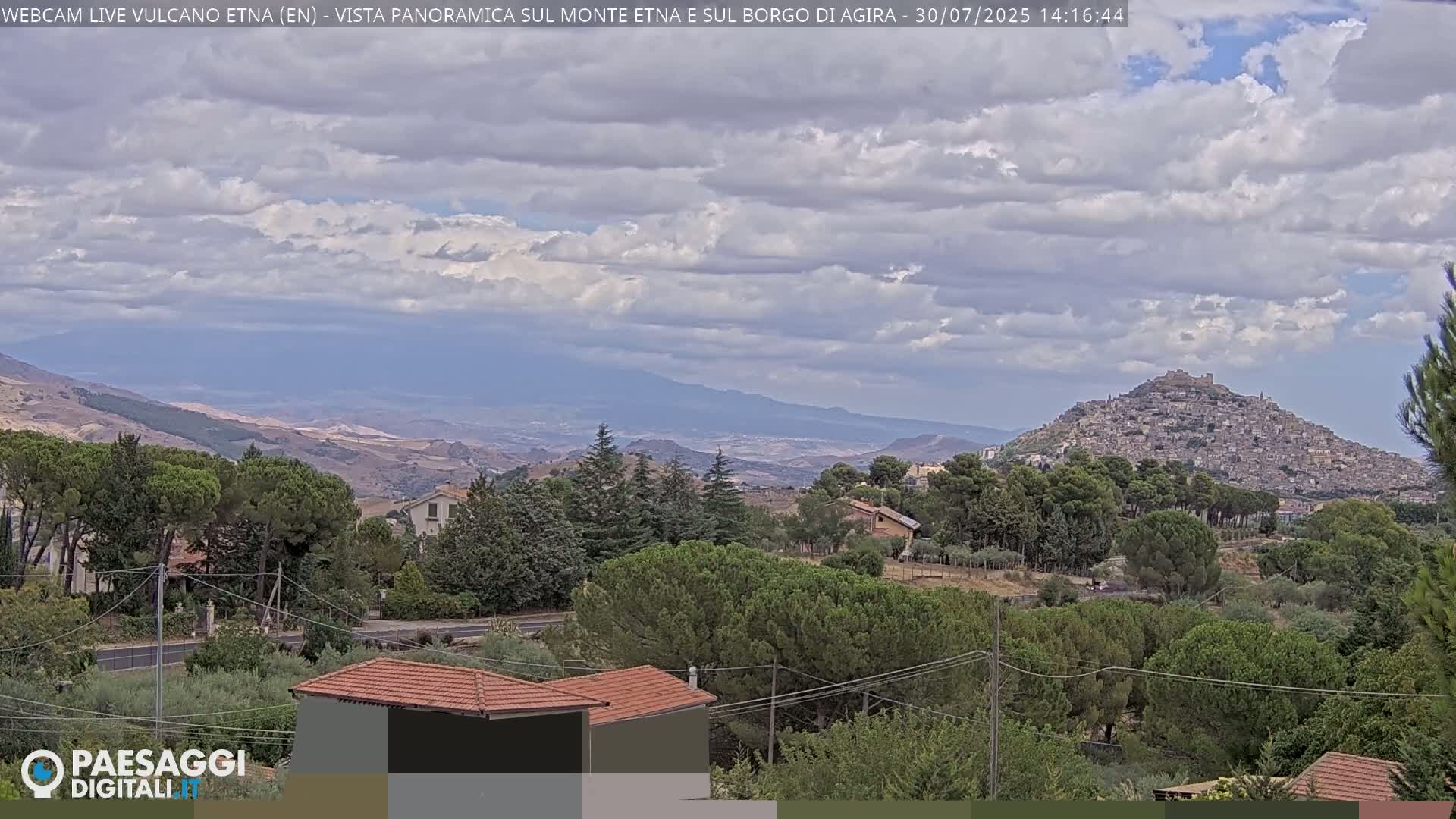 Etna Volcano , Monte Etna  & Agira City View Live Cam - Enna, Scily, Italy