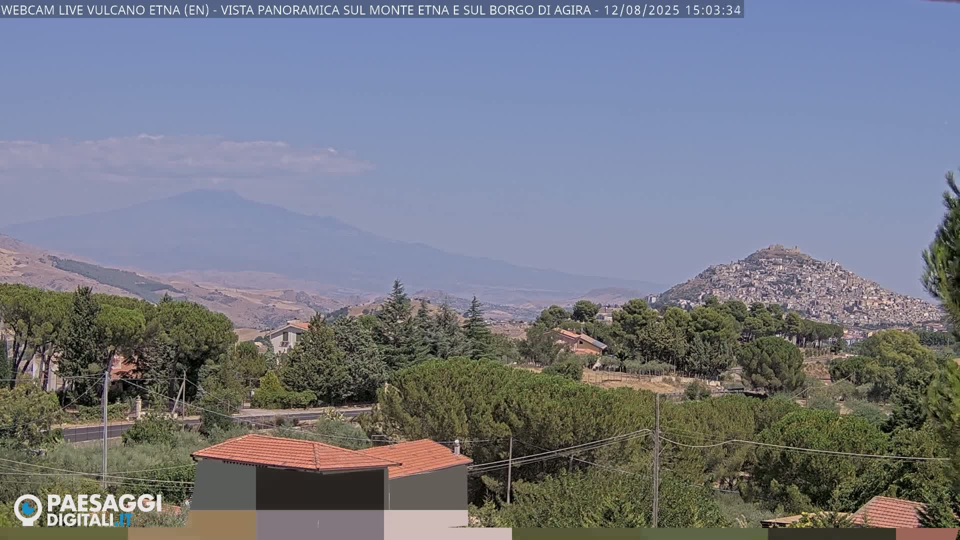 Etna Volcano , Monte Etna  & Agira City View Live Cam - Enna, Scily, Italy