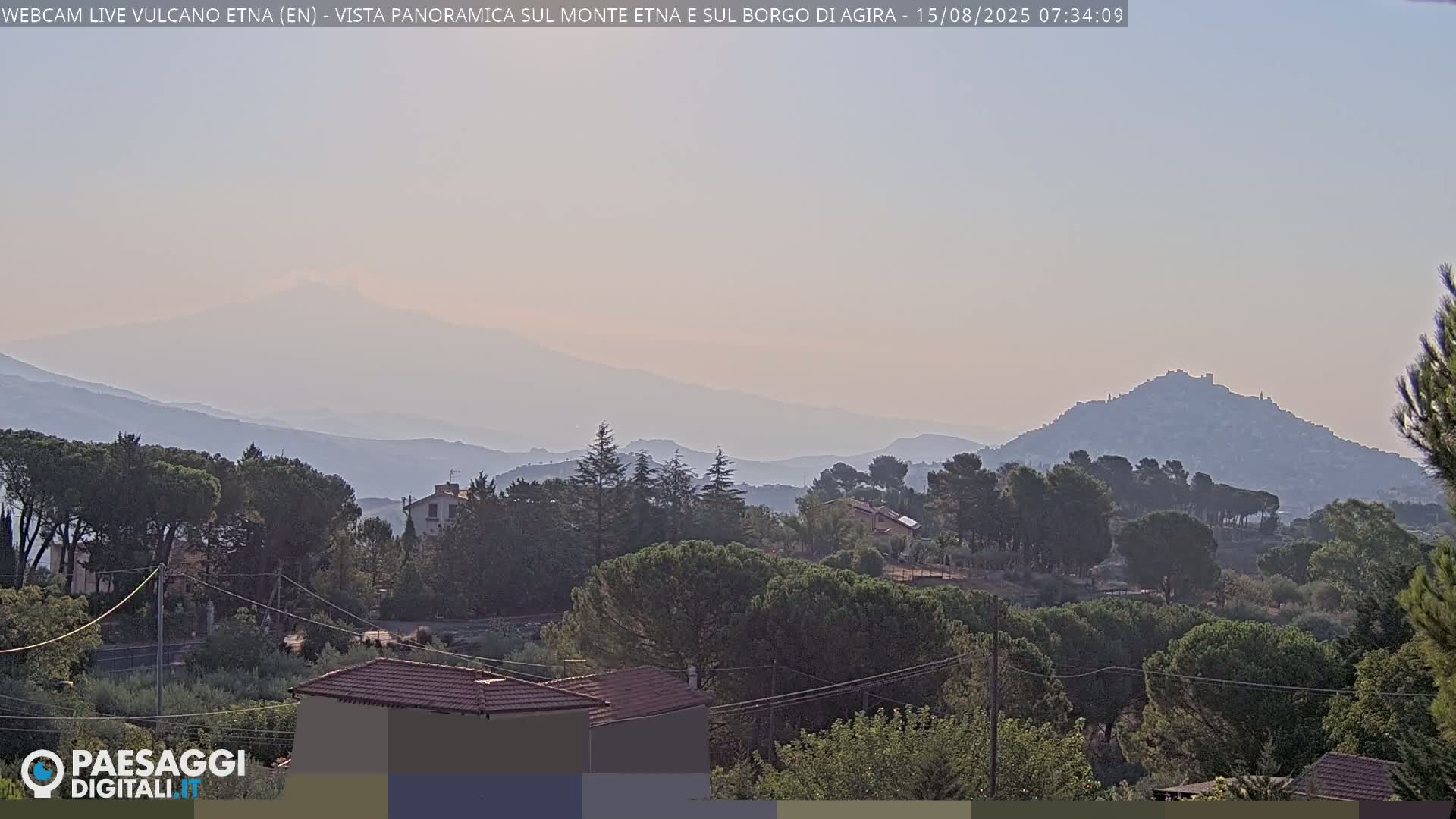 Etna Volcano , Monte Etna  & Agira City View Live Cam - Enna, Scily, Italy