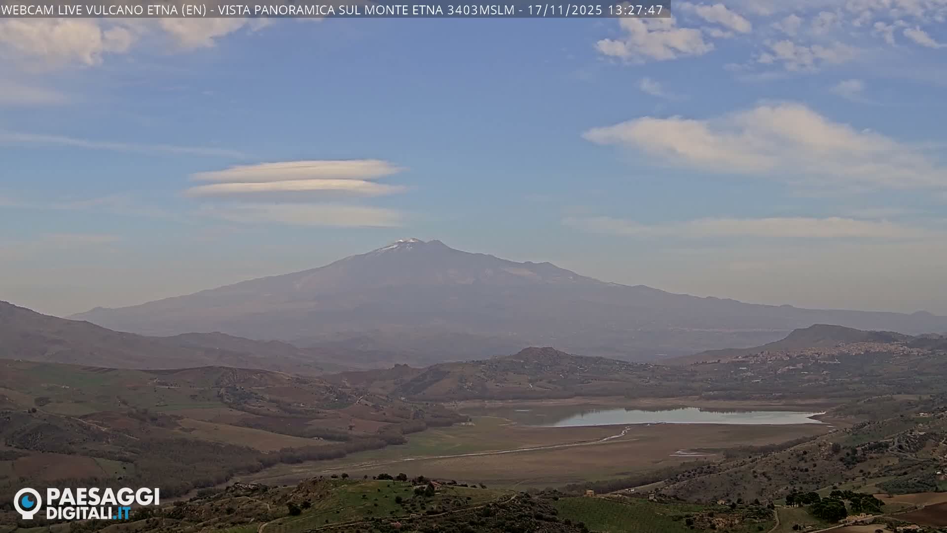 Etna Volcano , Monte Etna  & Agira City View Live Cam - Enna, Scily, Italy