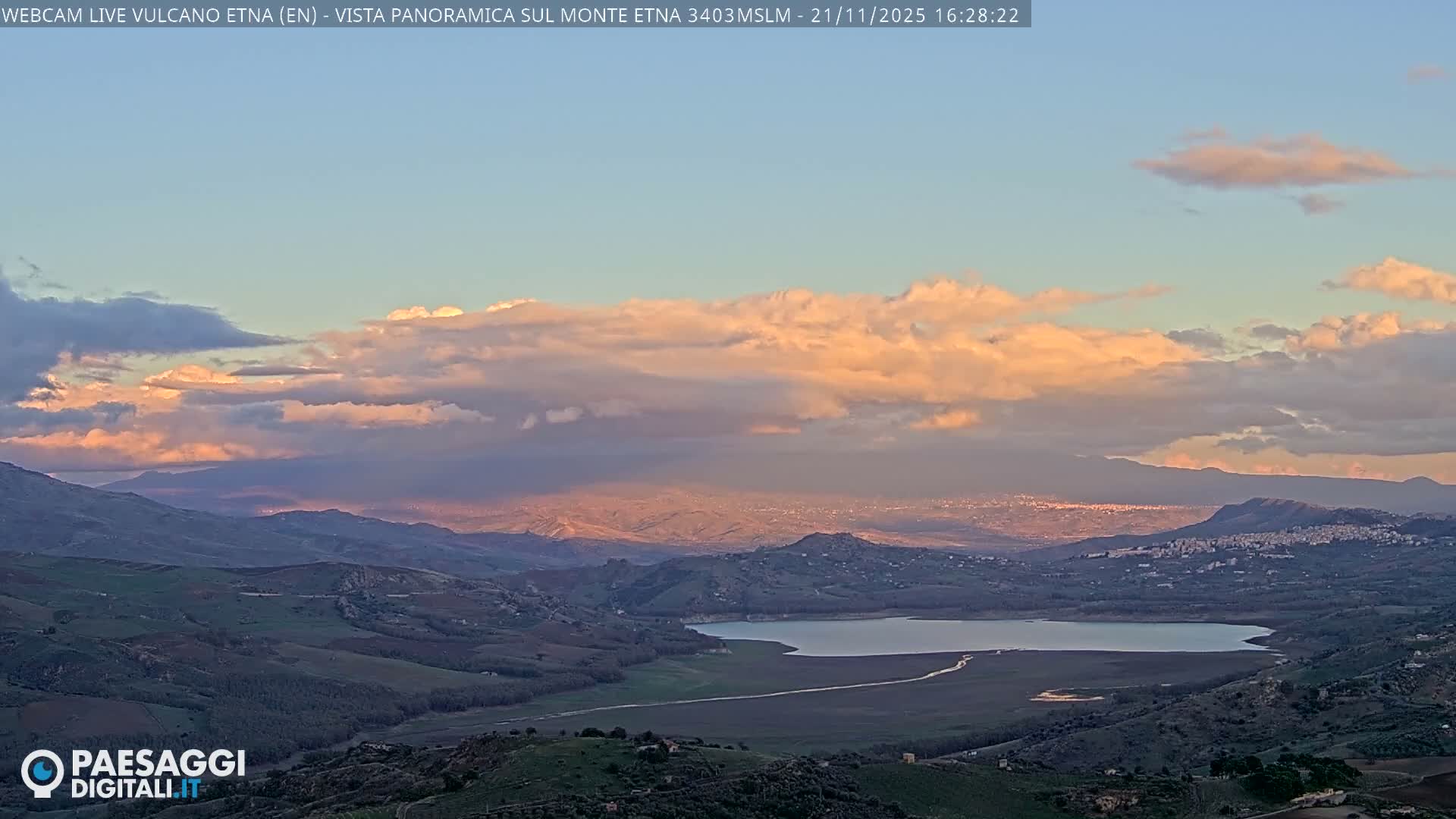 Etna Volcano , Monte Etna  & Agira City View Live Cam - Enna, Scily, Italy