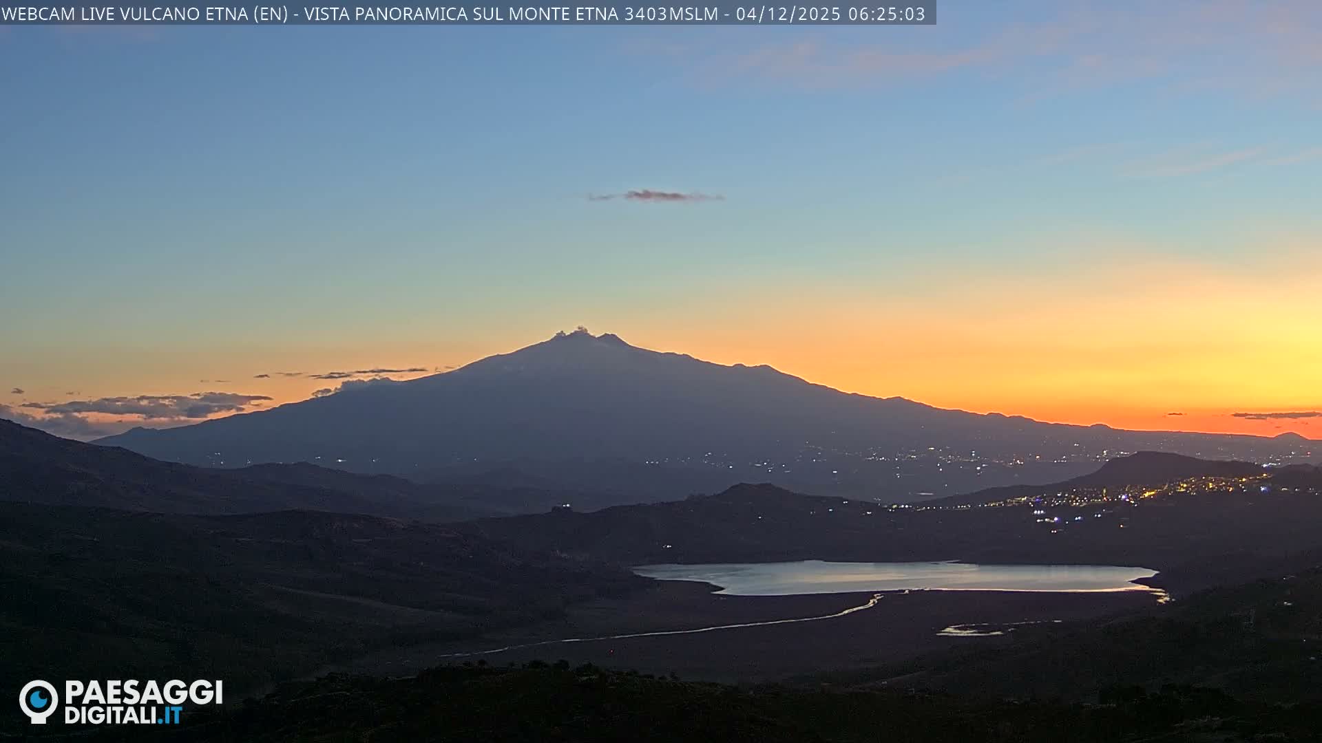 Etna Volcano , Monte Etna  & Agira City View Live Cam - Enna, Scily, Italy