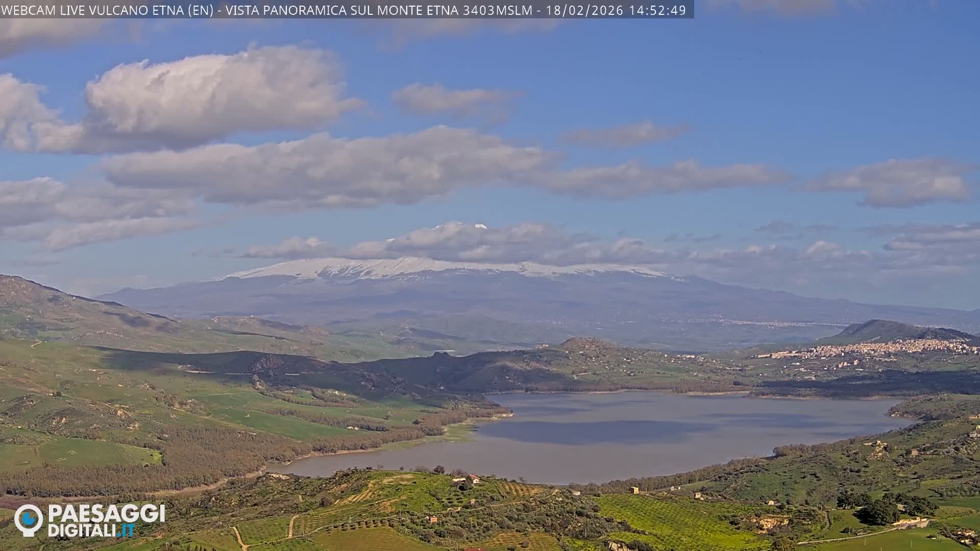 Etna Volcano , Monte Etna  & Agira City View Live Cam - Enna, Scily, Italy
