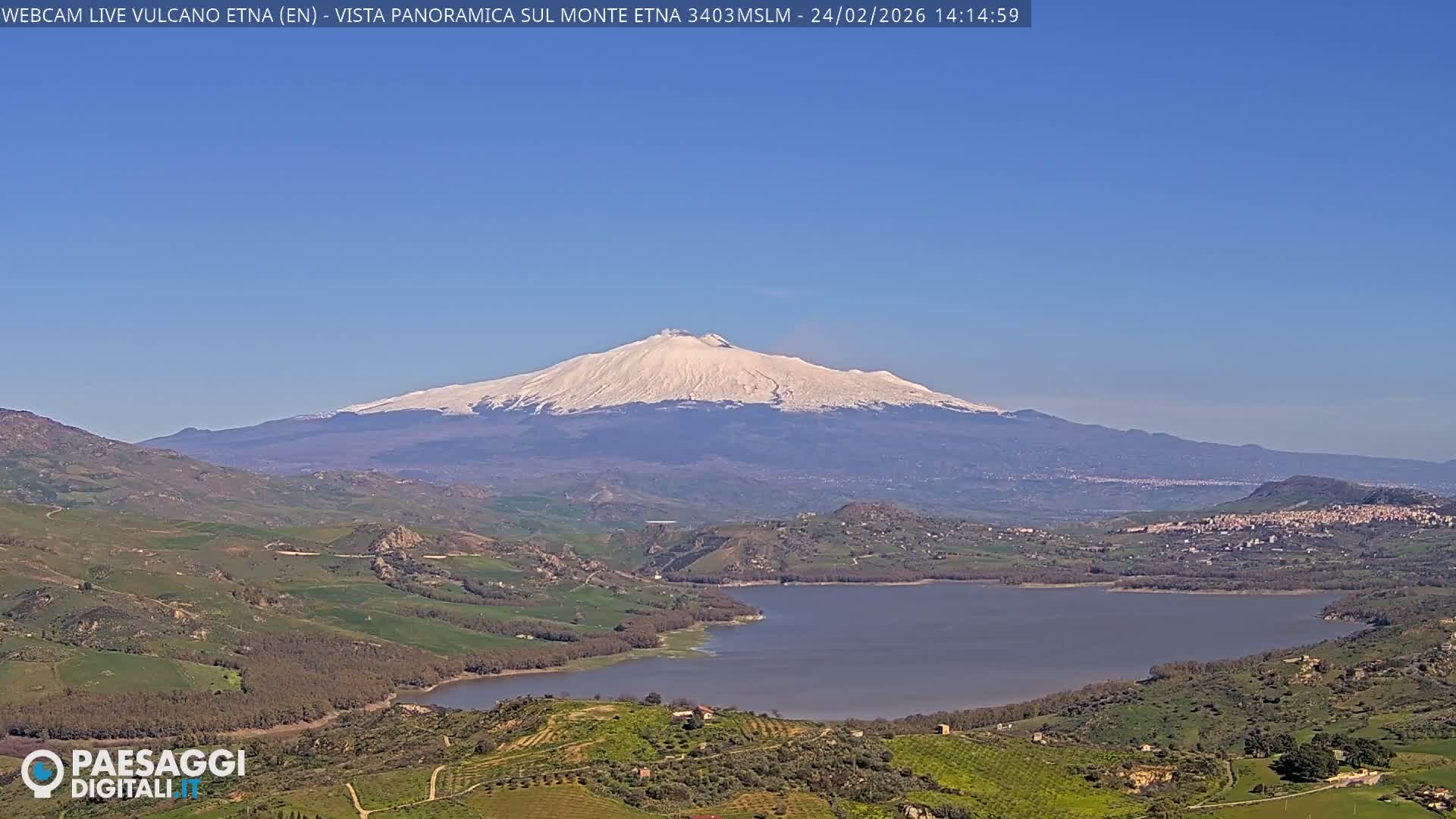 Etna Volcano , Monte Etna  & Agira City View Live Cam - Enna, Scily, Italy